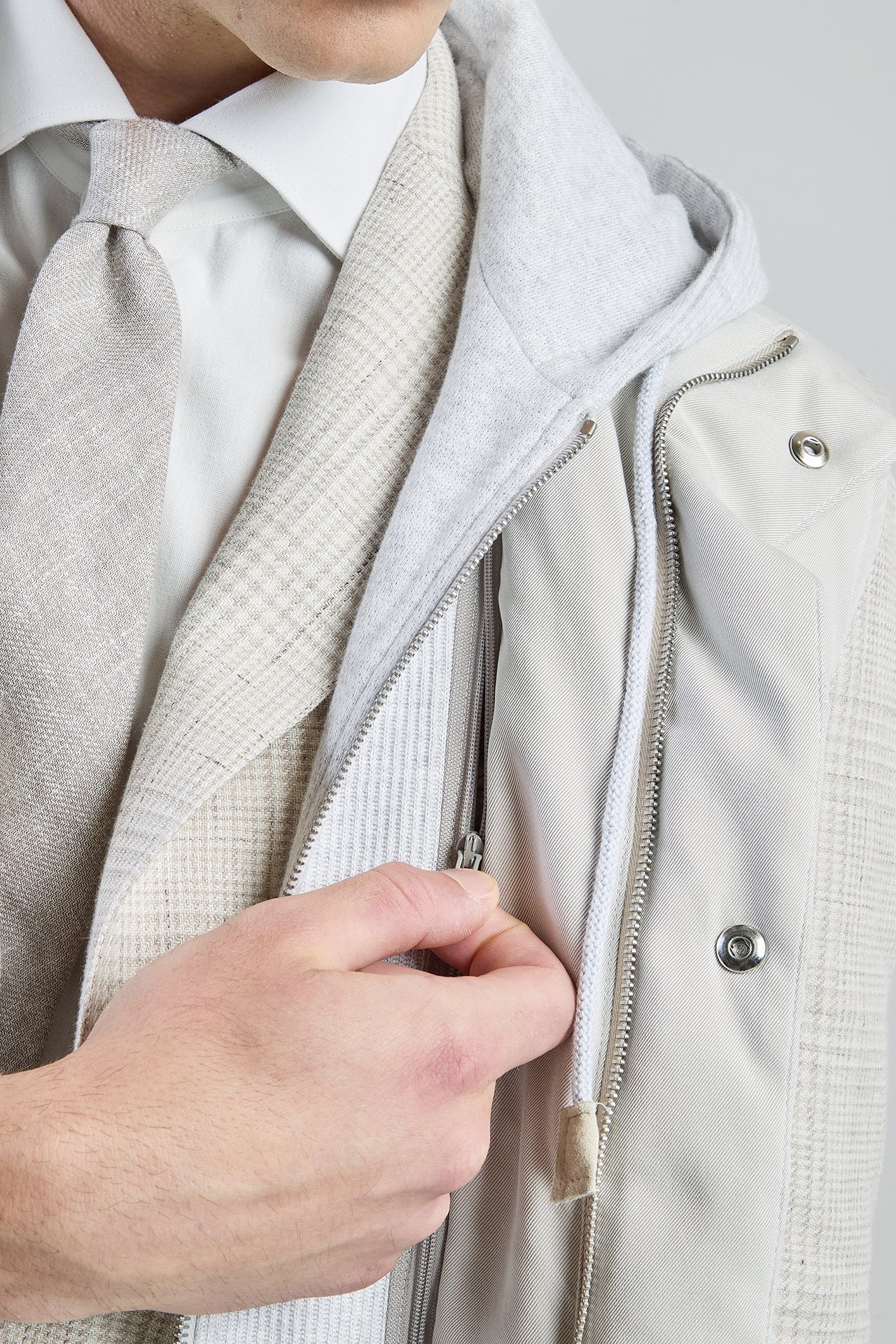 Men's Silk Padded Vest with Detachable Hooded Bib | Eleventy - Image 5