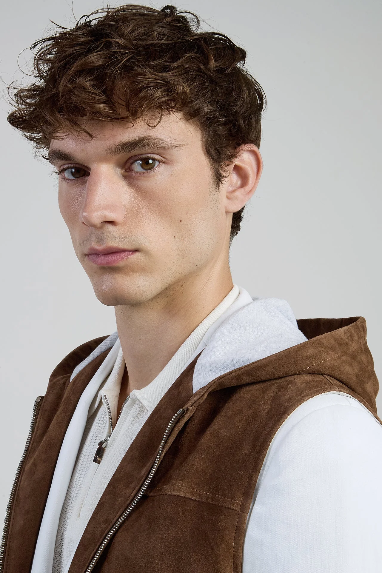 Men's Suede Hooded Vest in Premium Sheepskin Leather | Eleventy - Image 5