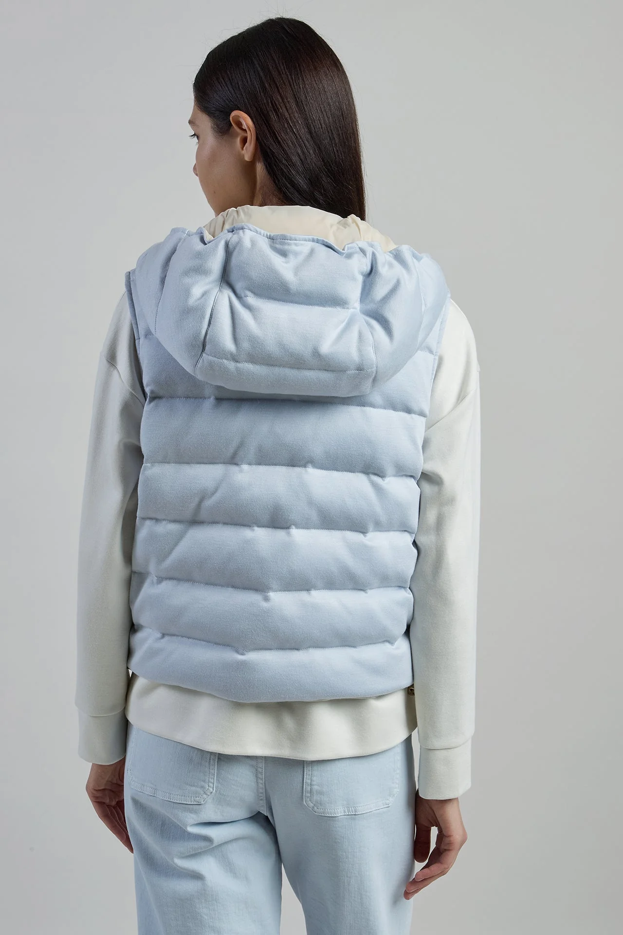 Women's Viscose Cotton Padded Vest with Hood | Eleventy - Image 3