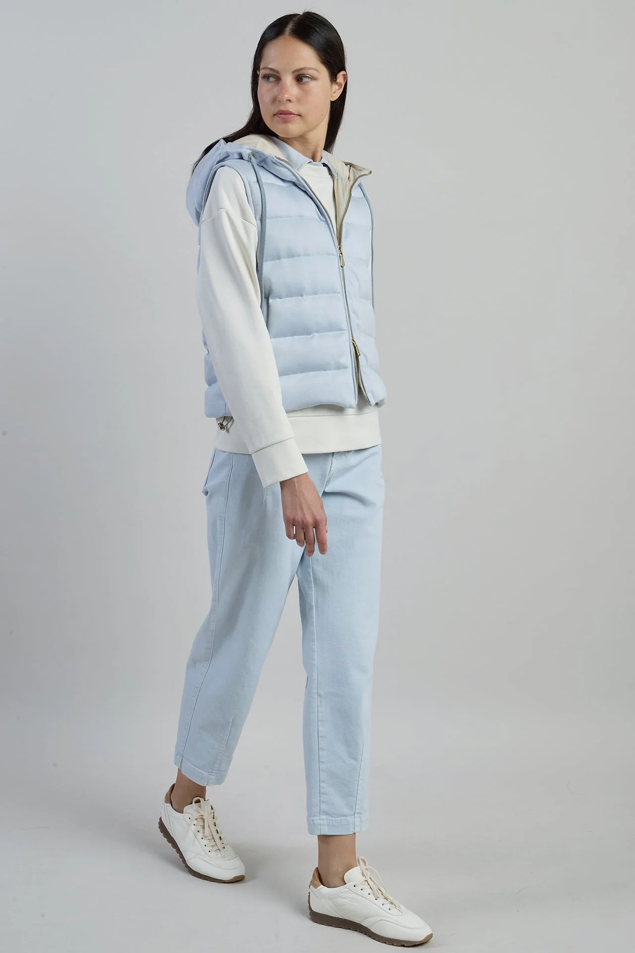 Women's Viscose Cotton Padded Vest with Hood | Eleventy - Image 5