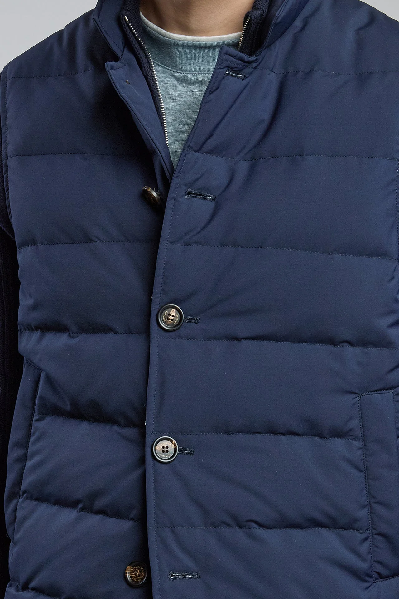 Men's Wool and Nylon Padded Vest with Mandarin Collar | Eleventy - Image 4
