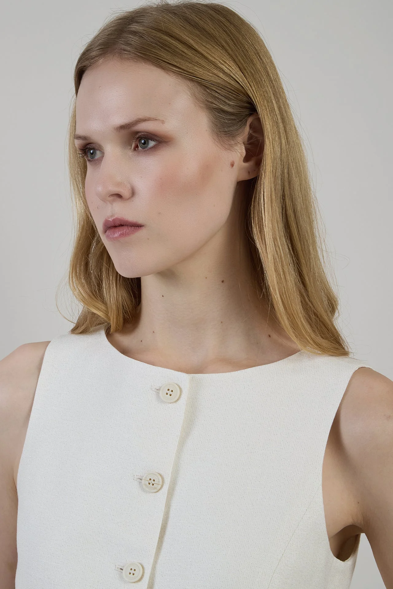 Women's Linen and Viscose Lurex Vest with Boat Neck | Eleventy - Image 4