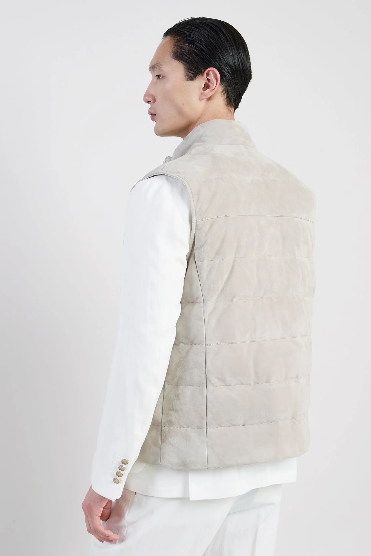 Reversible Suede and English Rib Jersey Vest | Eleventy - Image 4