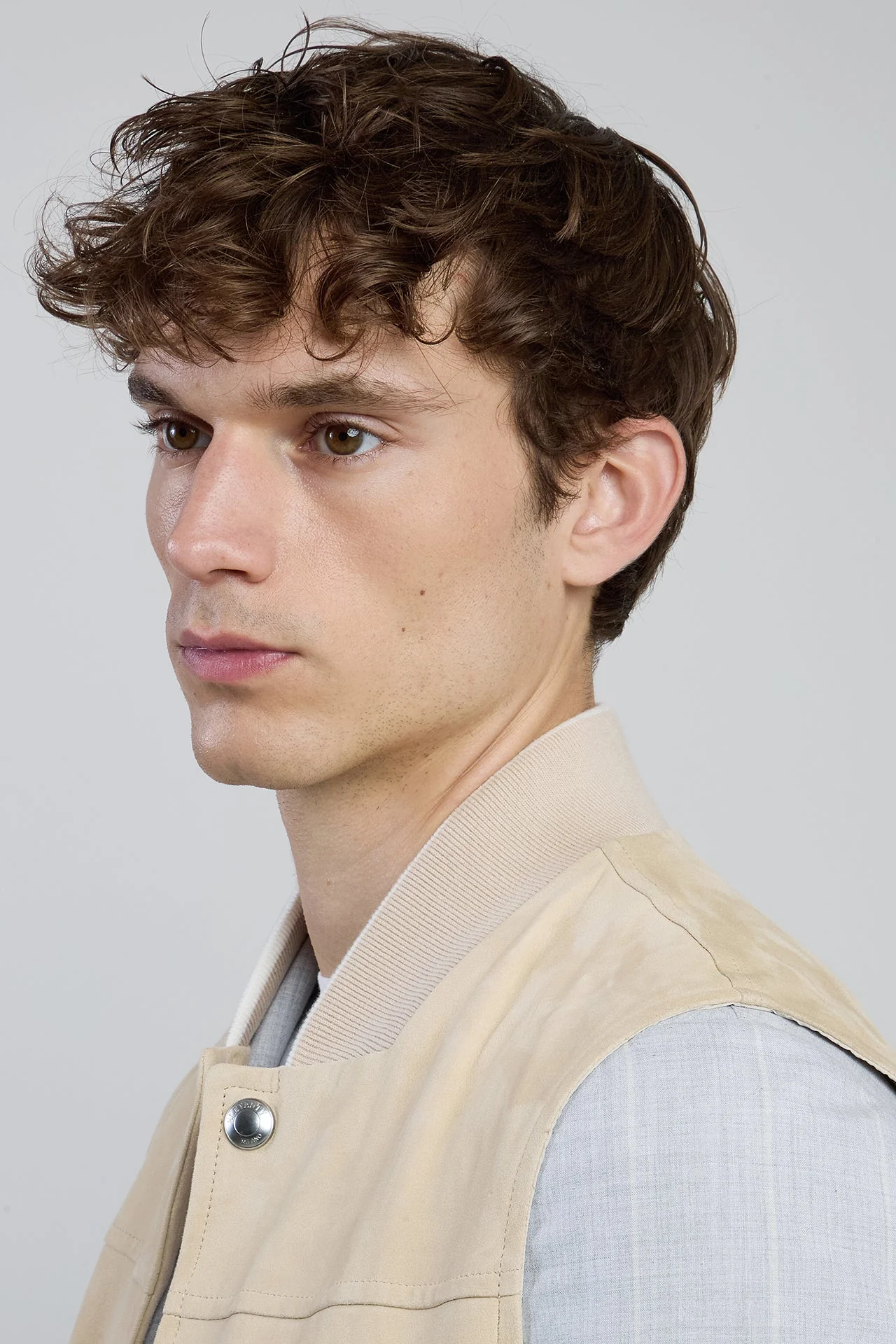 Men's Velvet Suede Bomber Vest in Sheepskin Leather | Eleventy - Image 4