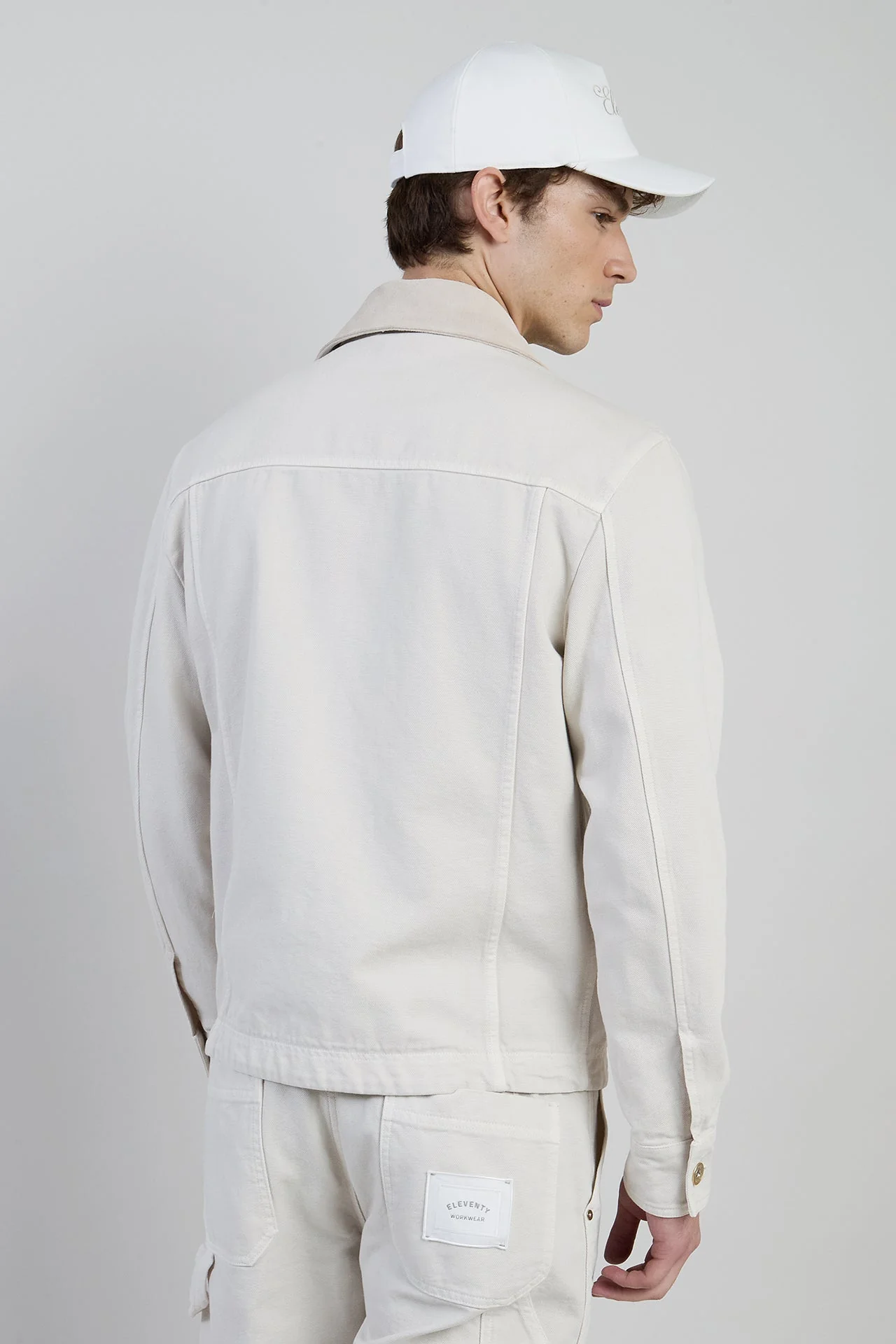 Dual-Material Cotton and Leather Workwear Jacket | Eleventy - Image 3