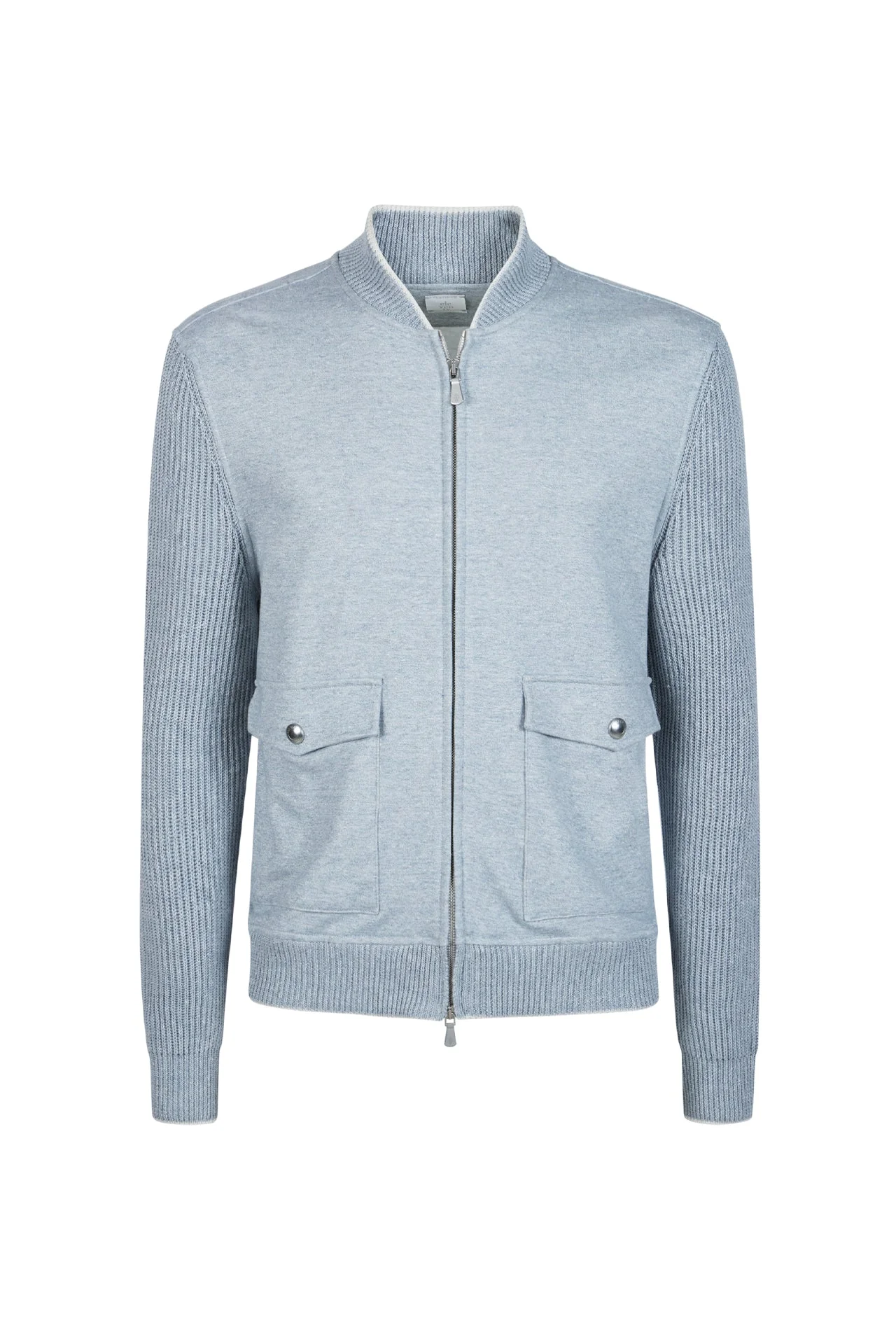 Men's Dual-Material Cotton and Linen Bomber Jacket | Eleventy