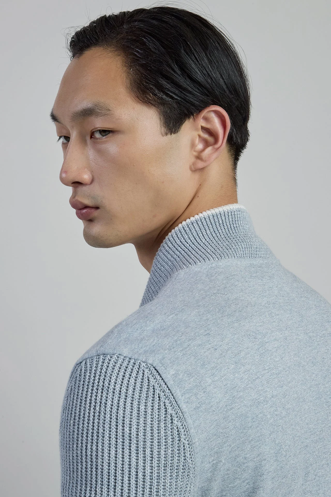 Men's Dual-Material Cotton and Linen Bomber Jacket | Eleventy - Image 5
