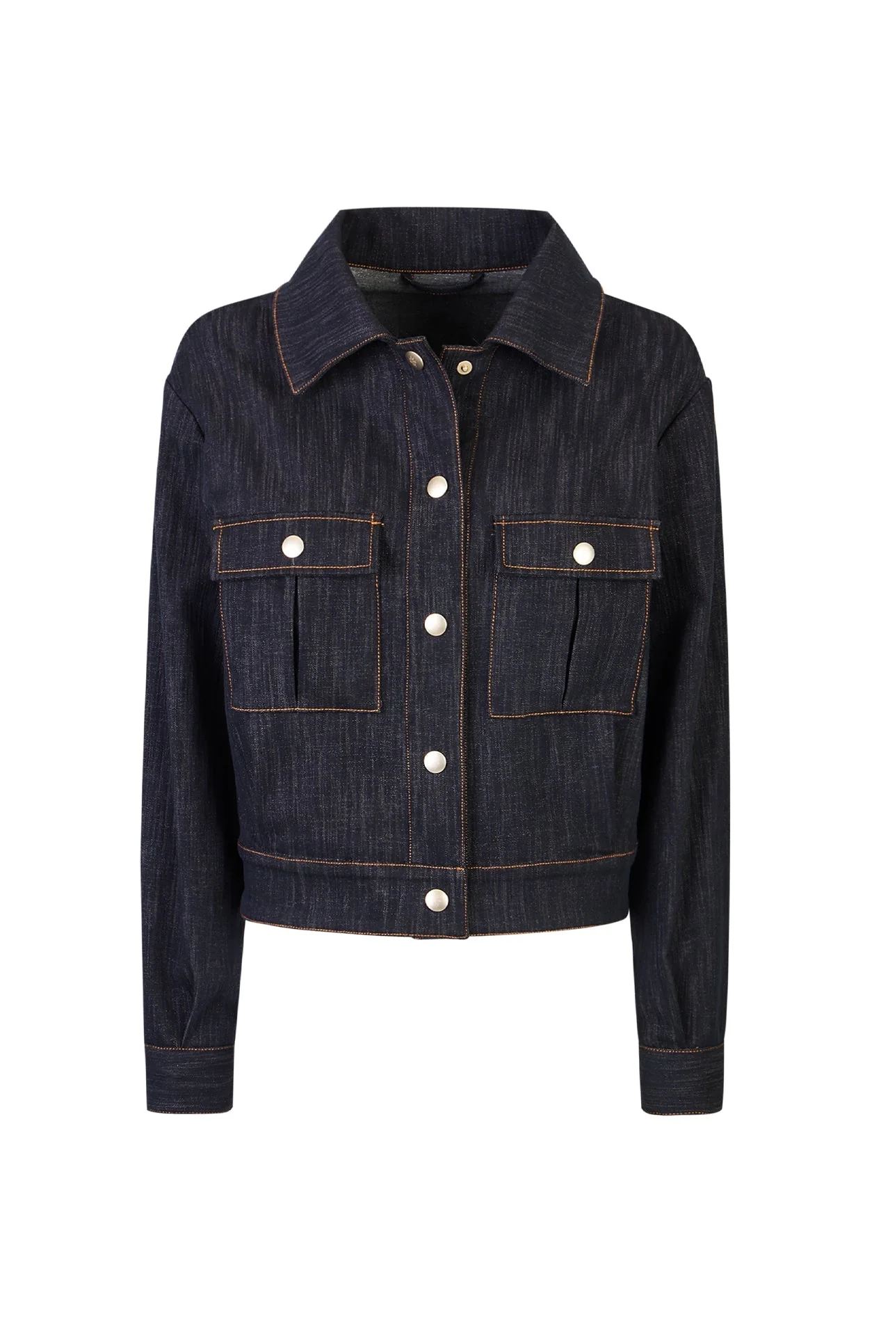 Women's Denim Effect Jacquard Cotton Jacket with Lurex | Eleventy