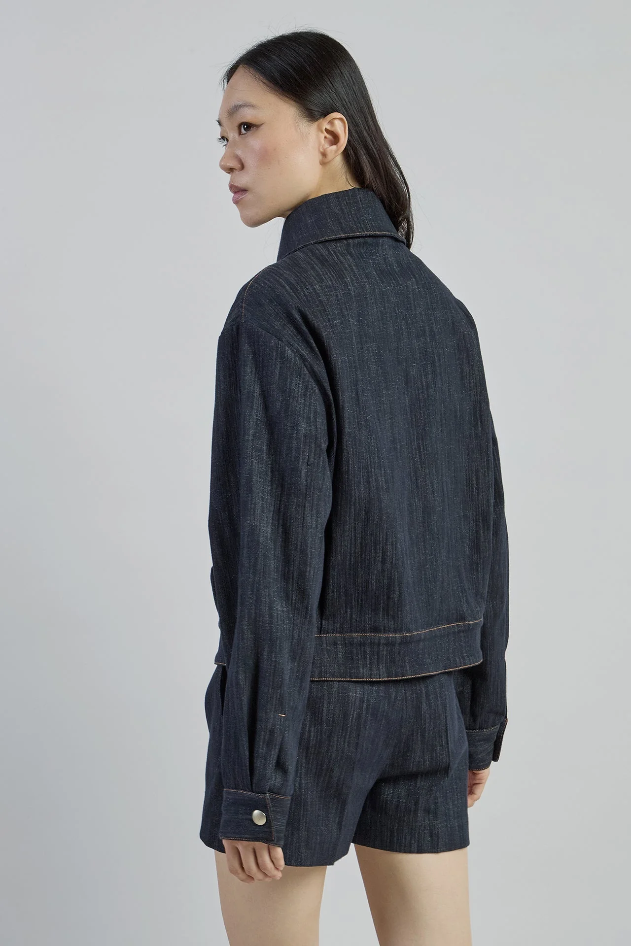 Women's Denim Effect Jacquard Cotton Jacket with Lurex | Eleventy - Image 3