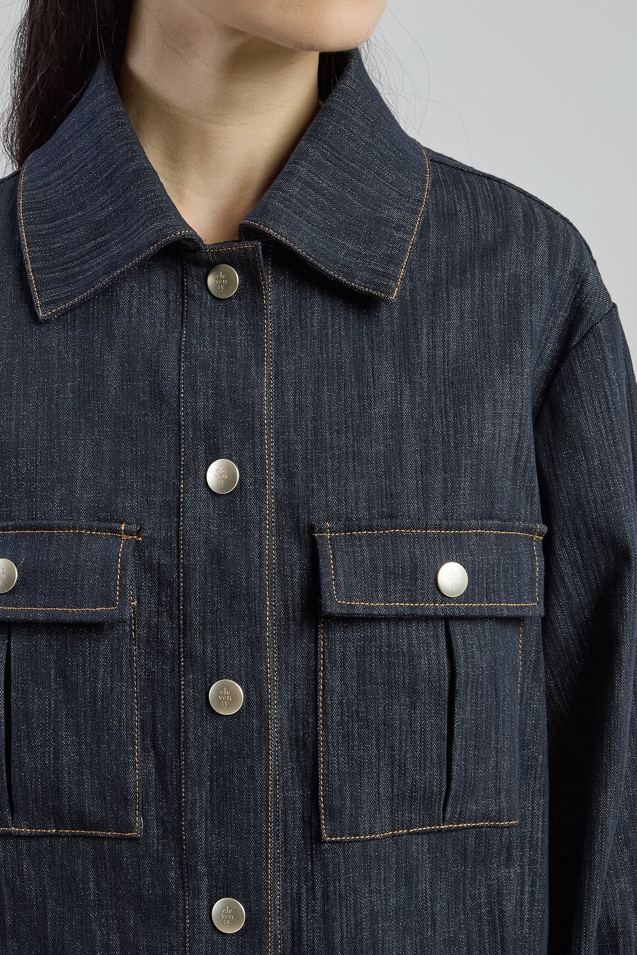 Women's Denim Effect Jacquard Cotton Jacket with Lurex | Eleventy - Image 4