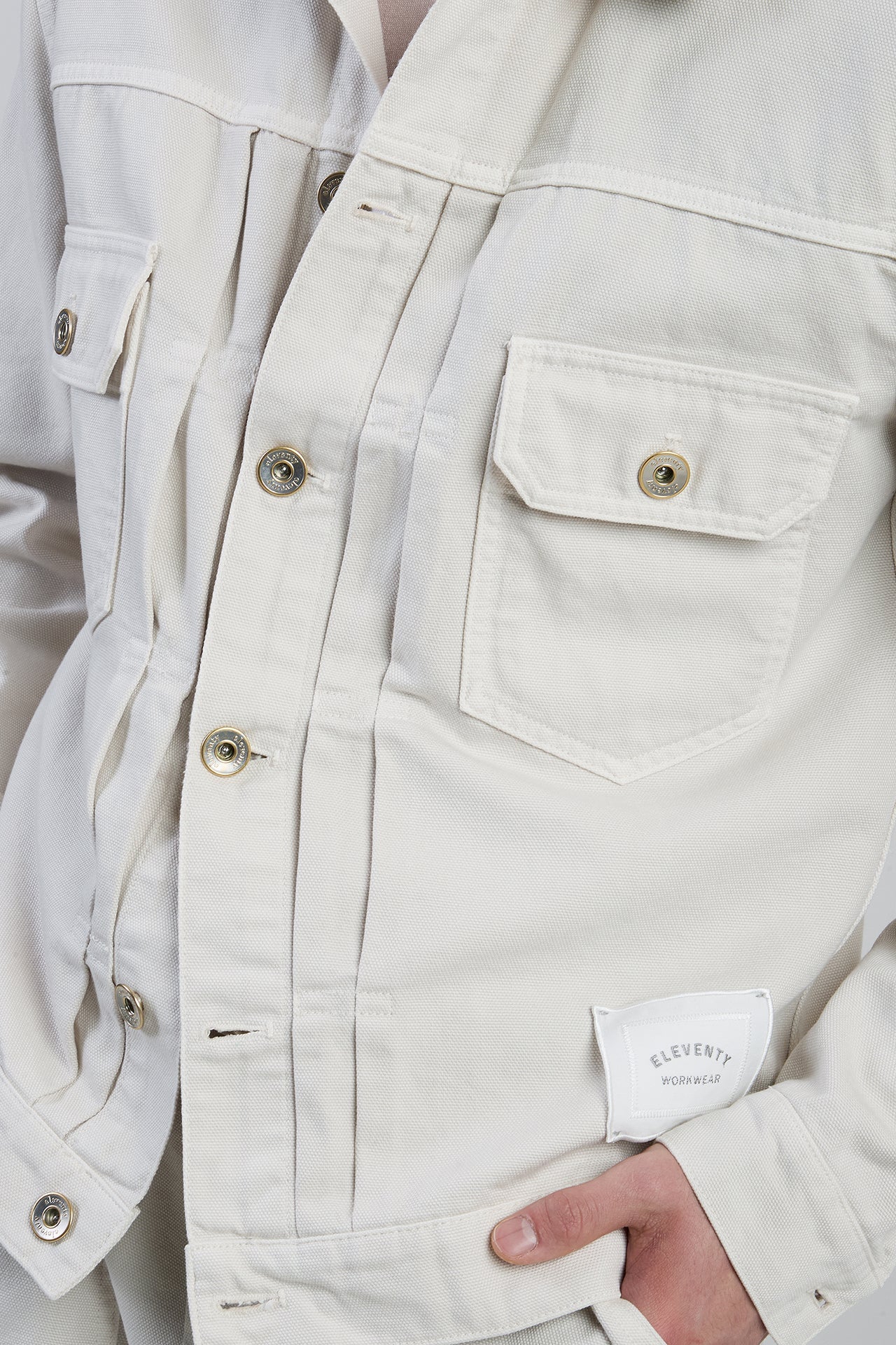 Men's Garment-Dyed Cotton Jacket with Pleated Details | Eleventy - Image 4