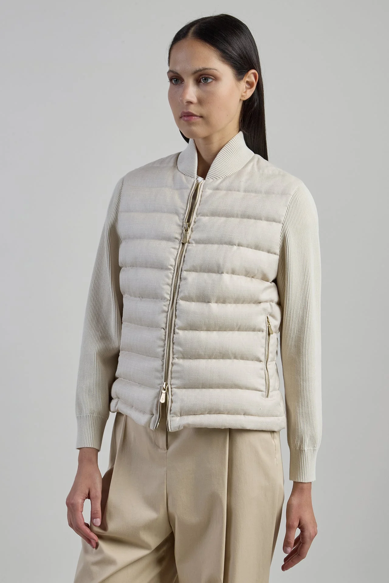 Women's Wool Silk Linen Micro Herringbone Jacket | Eleventy - Image 2