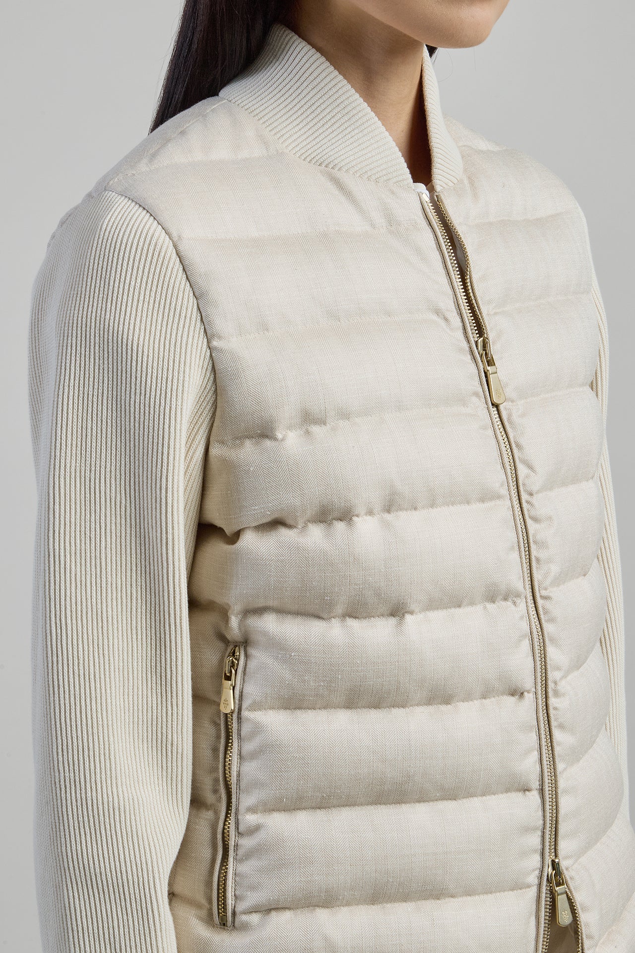 Women's Wool Silk Linen Micro Herringbone Jacket | Eleventy - Image 4