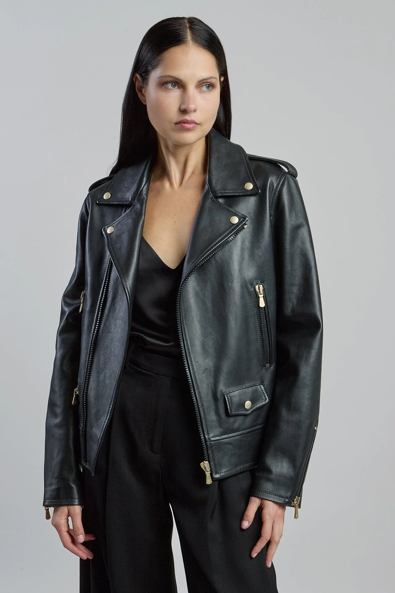 Women's Nappa Leather Biker Jacket - Chiodo Style | Eleventy - Image 2
