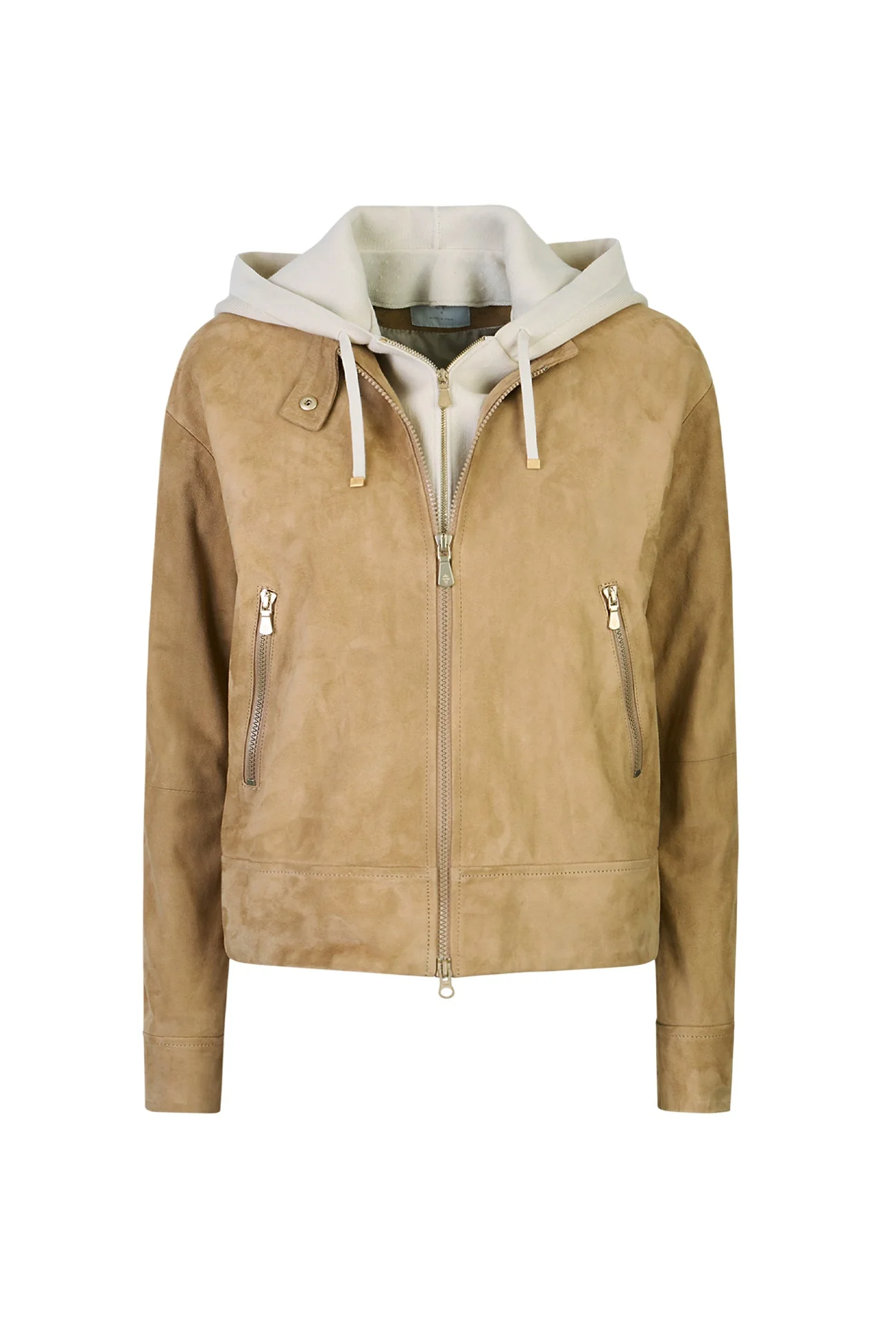 Women's Suede Biker Jacket with Detachable Hood | Eleventy