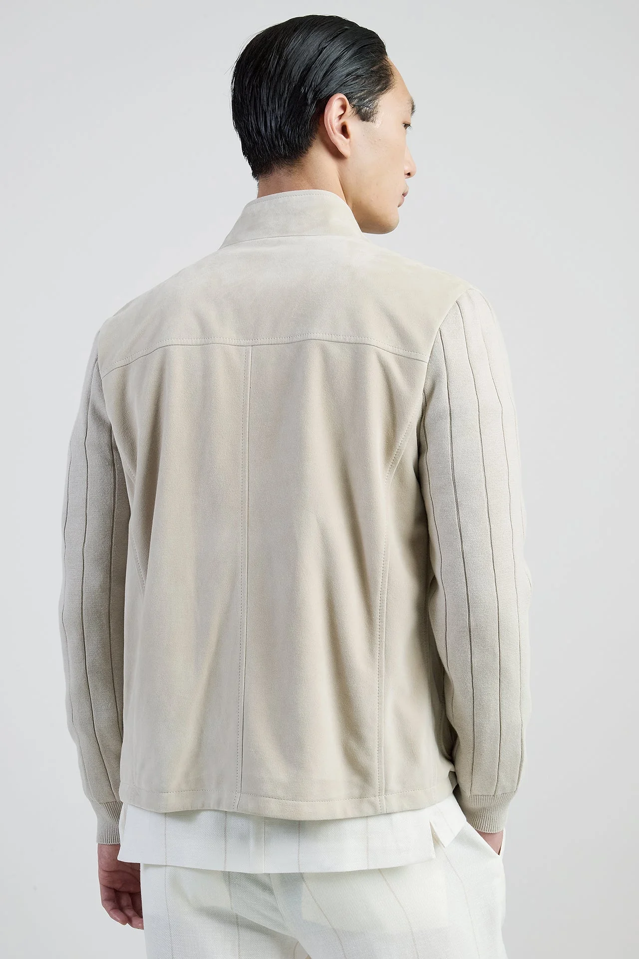 Men's Suede and Ribbed Cotton Knit Hybrid Jacket | Eleventy - Image 3