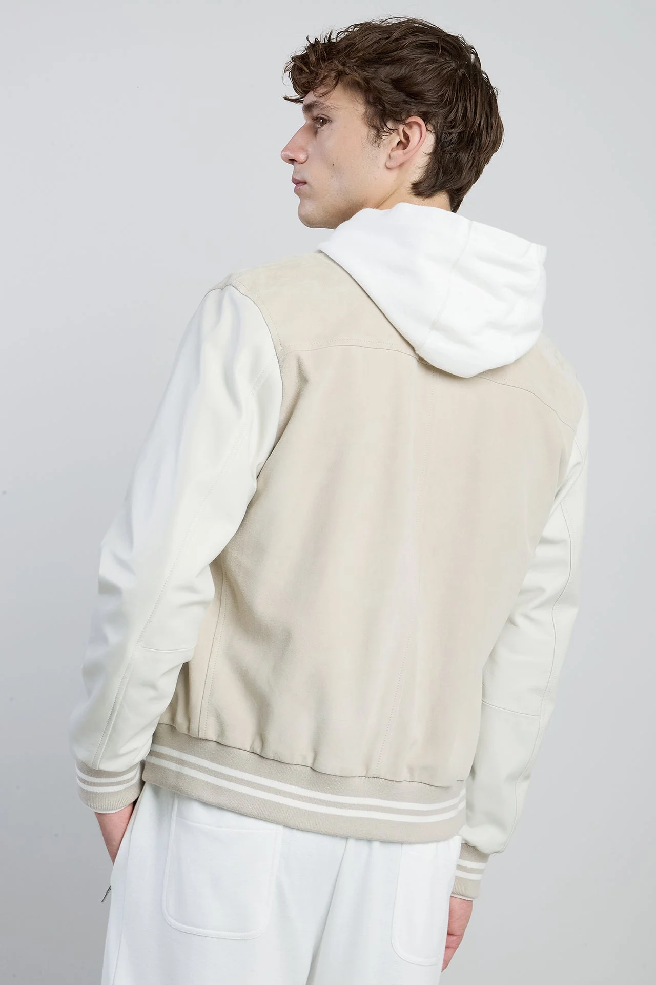 Men's Bi-material Suede and Nappa Leather Bomber Jacket | Eleventy - Image 3