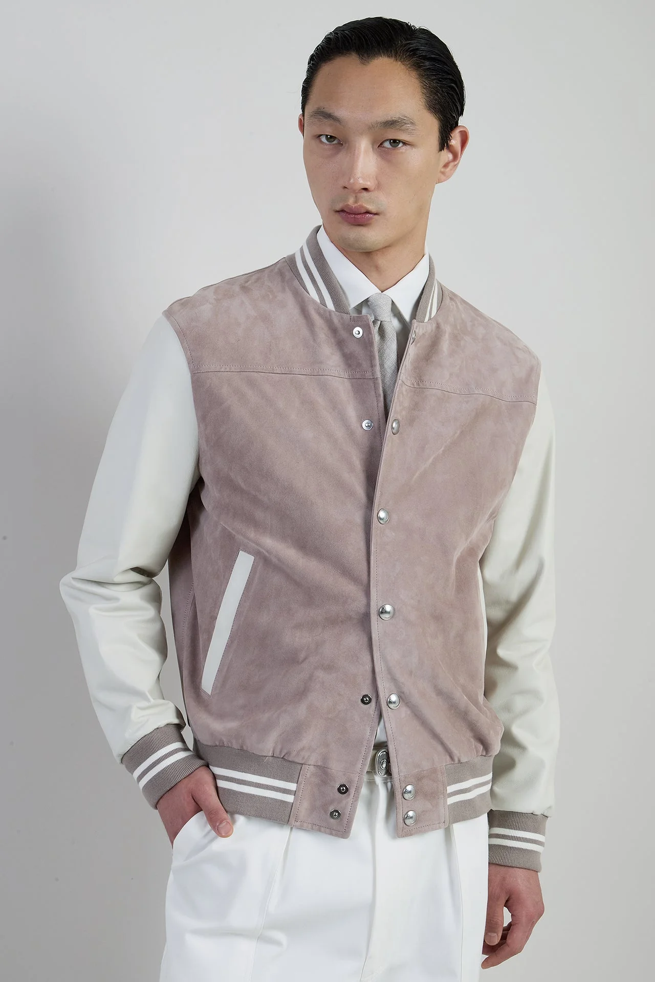 Men's Bi-material Suede and Nappa Leather Bomber Jacket | Eleventy - Image 7