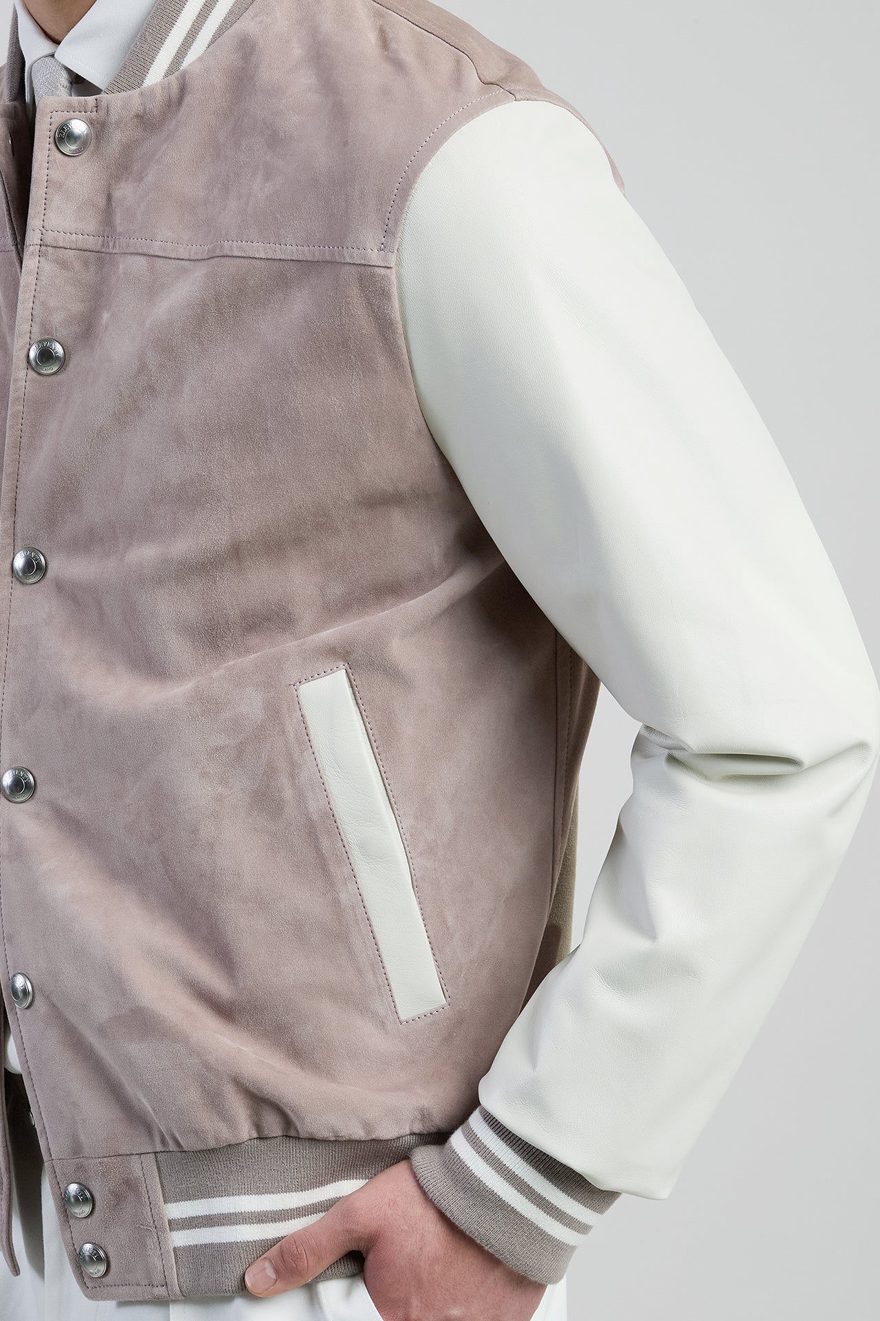 Men's Bi-material Suede and Nappa Leather Bomber Jacket | Eleventy - Image 9