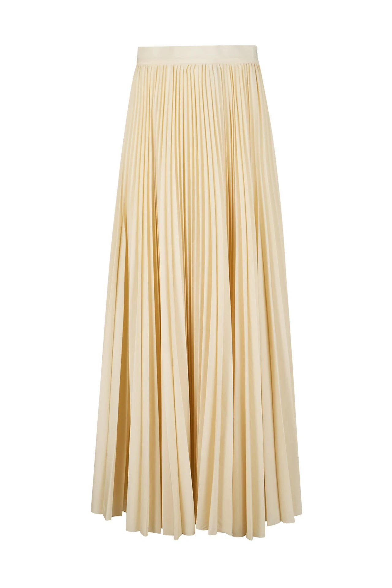 Long Pleated Soleil Skirt in Beige Technical Fabric | Eleventy - Image 5