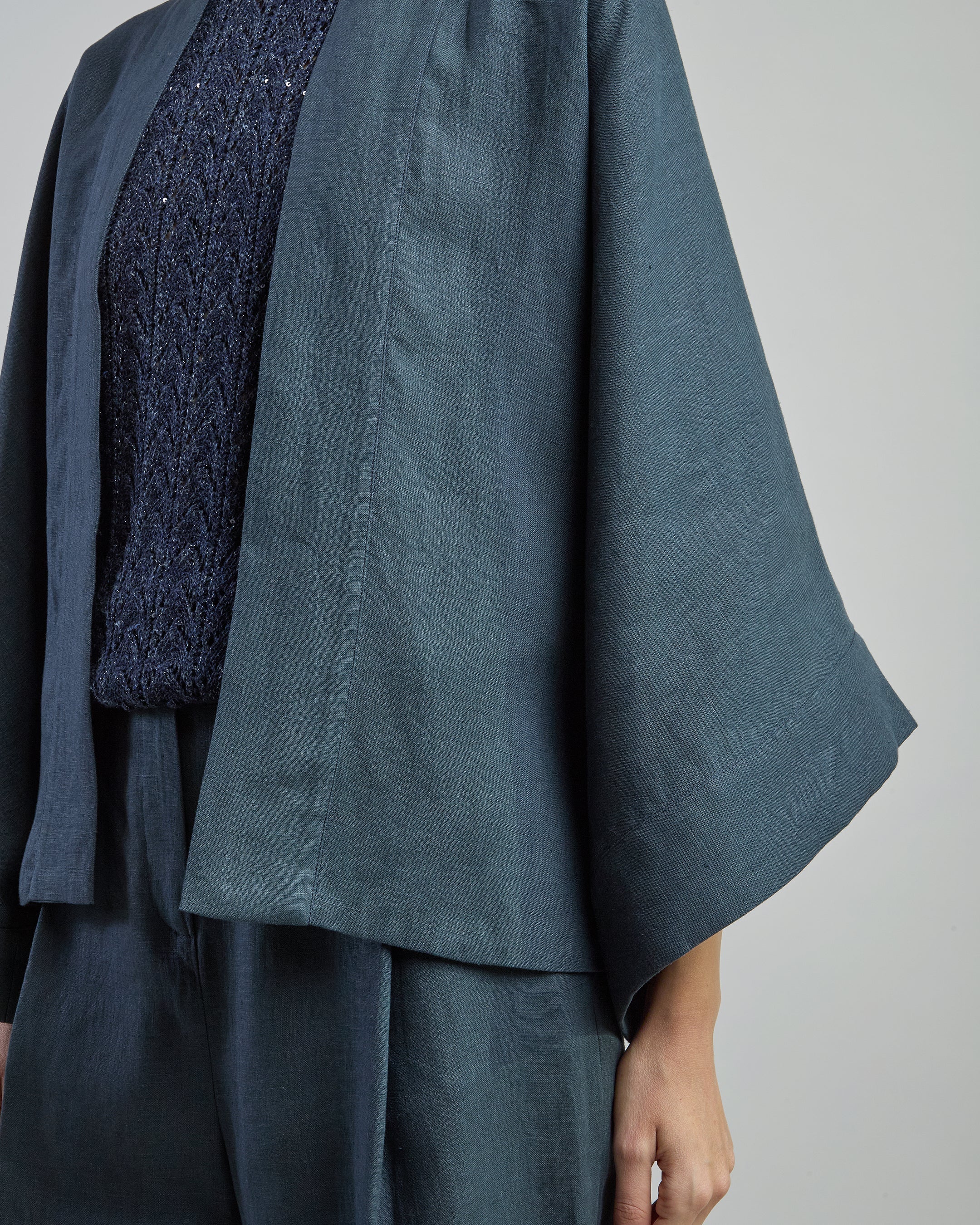 Women's Short Linen Kimono in Exclusive Colors | Eleventy - Image 4
