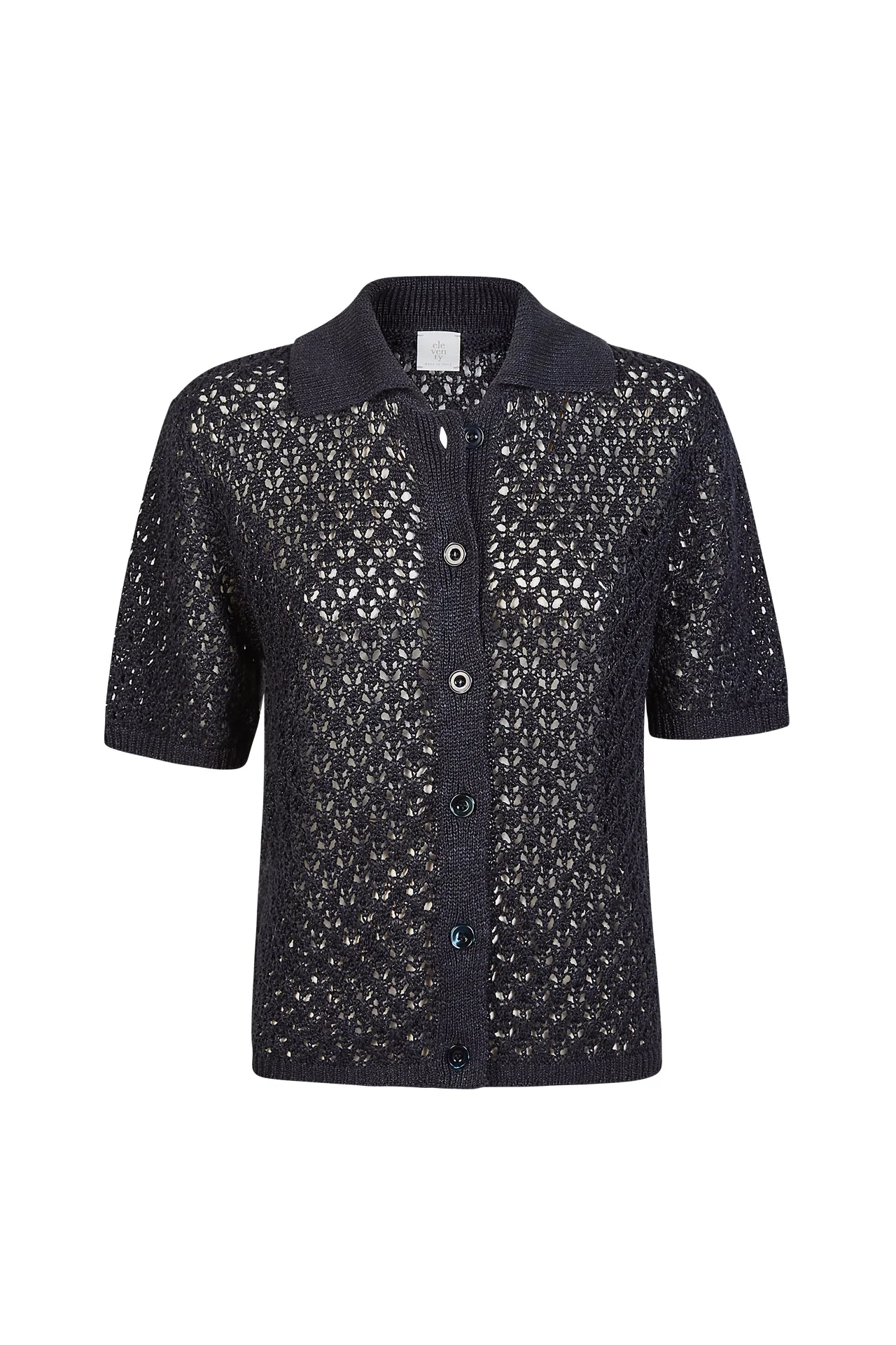 Women's Linen and Silk Knit Shirt with Buttons | Eleventy - Image 5