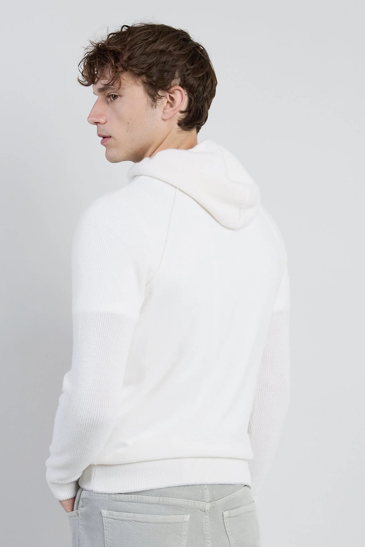 Cashmere Hooded Sweater with English Rib Detail | Eleventy - Image 3