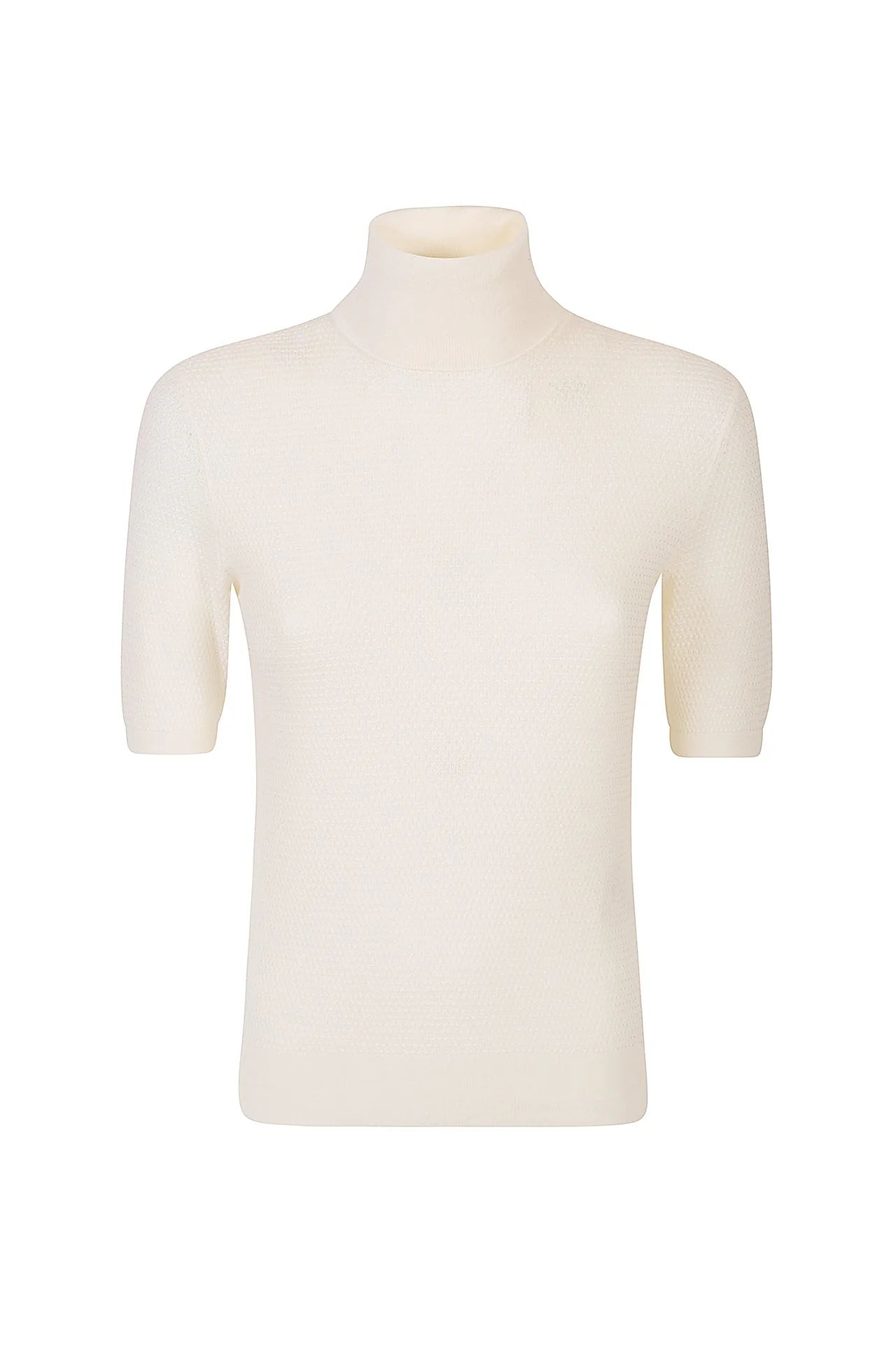SHORT-SLEEVED TURTLENECK SWEATER