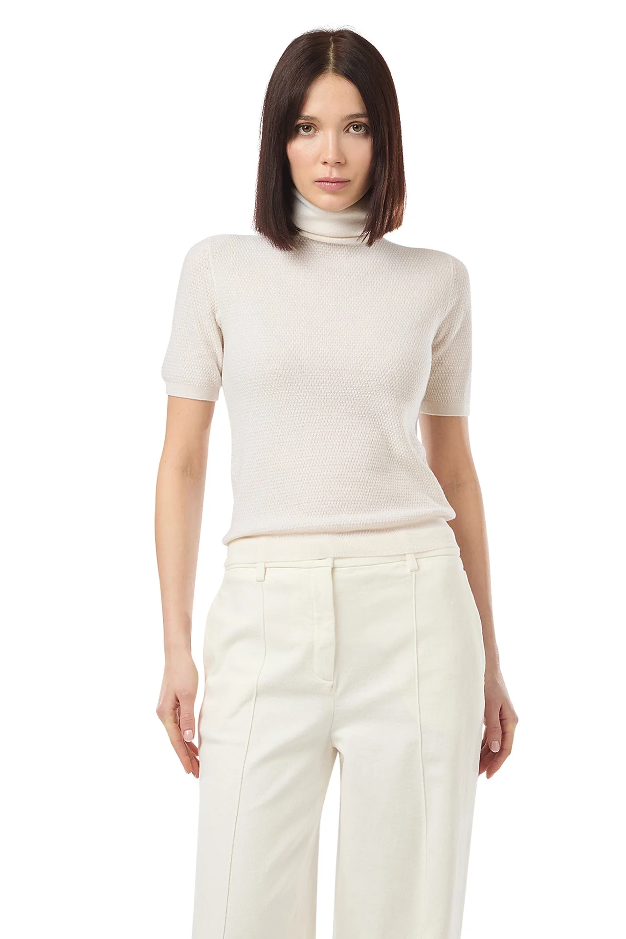 SHORT-SLEEVED TURTLENECK SWEATER - Image 2