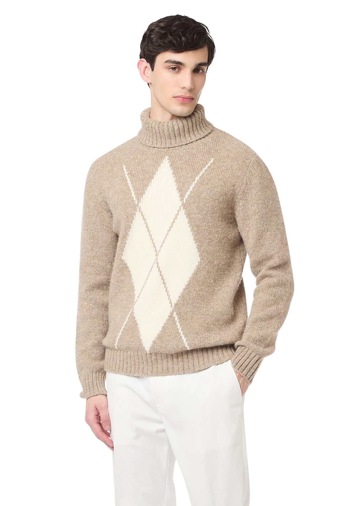 DIAMOND-PATTERNED TURTLENECK SWEATER - Image 3