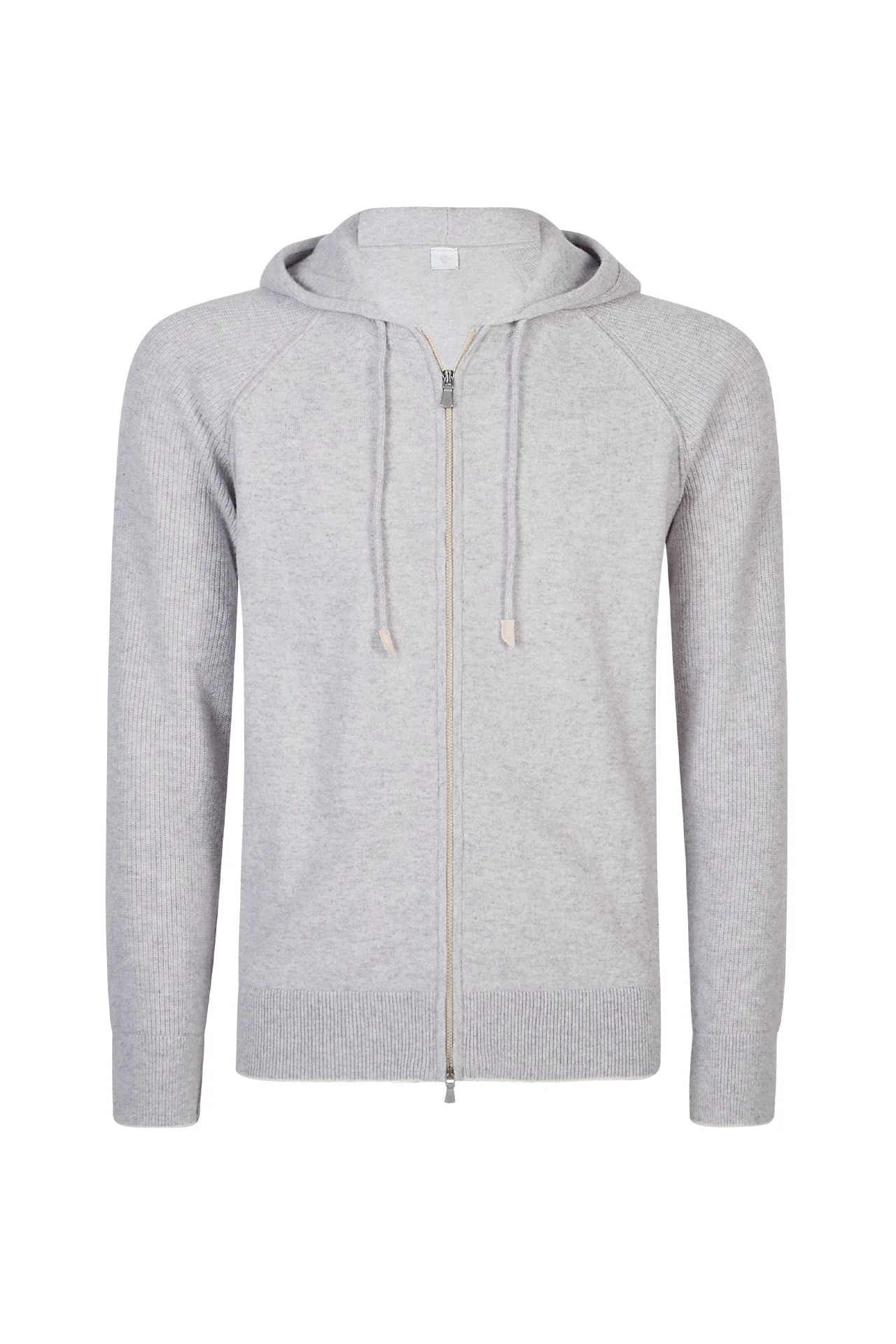Men's Full Zip Cashmere Hoodie with Ribbed Details | Eleventy