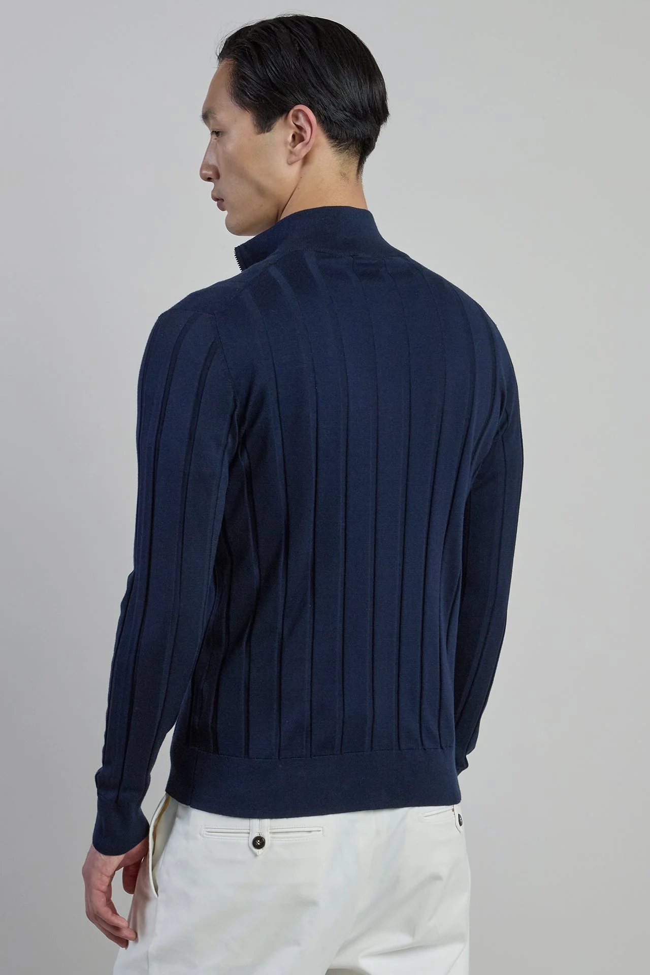 Full Zip Sweater in Fine Cotton Silk and Cashmere | Eleventy - Image 3
