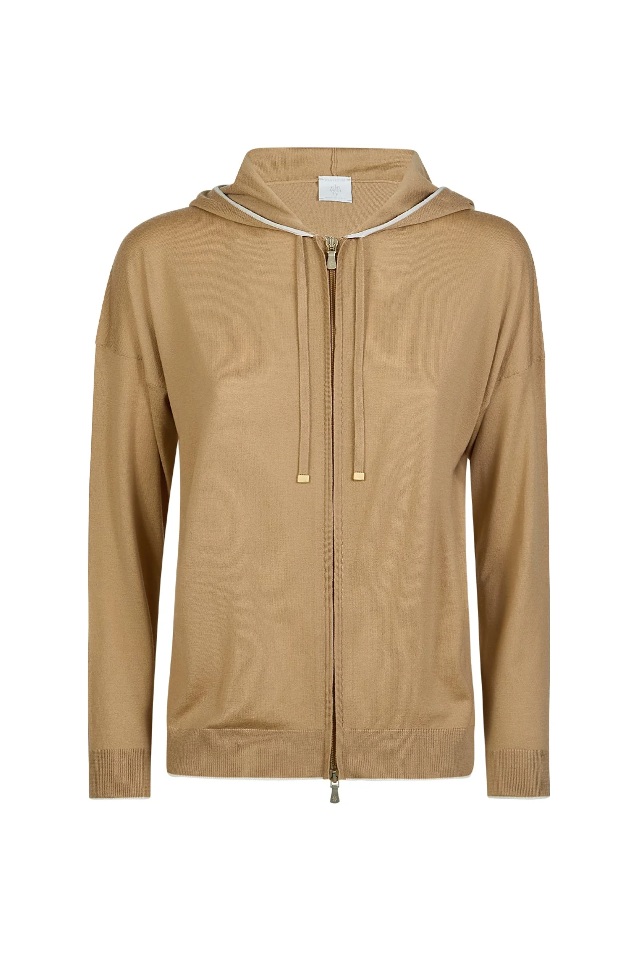 Women's 14 Micron Wool Full Zip Hooded Sweater | Eleventy