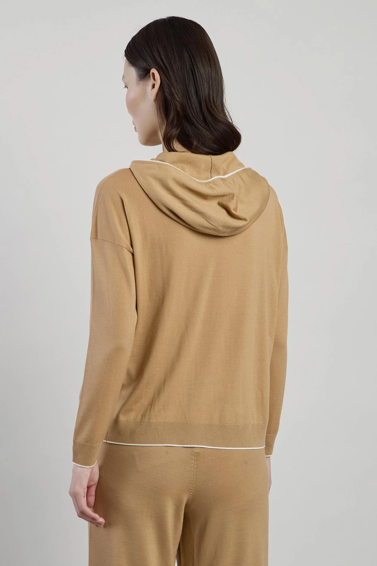 Women's 14 Micron Wool Full Zip Hooded Sweater | Eleventy - Image 3