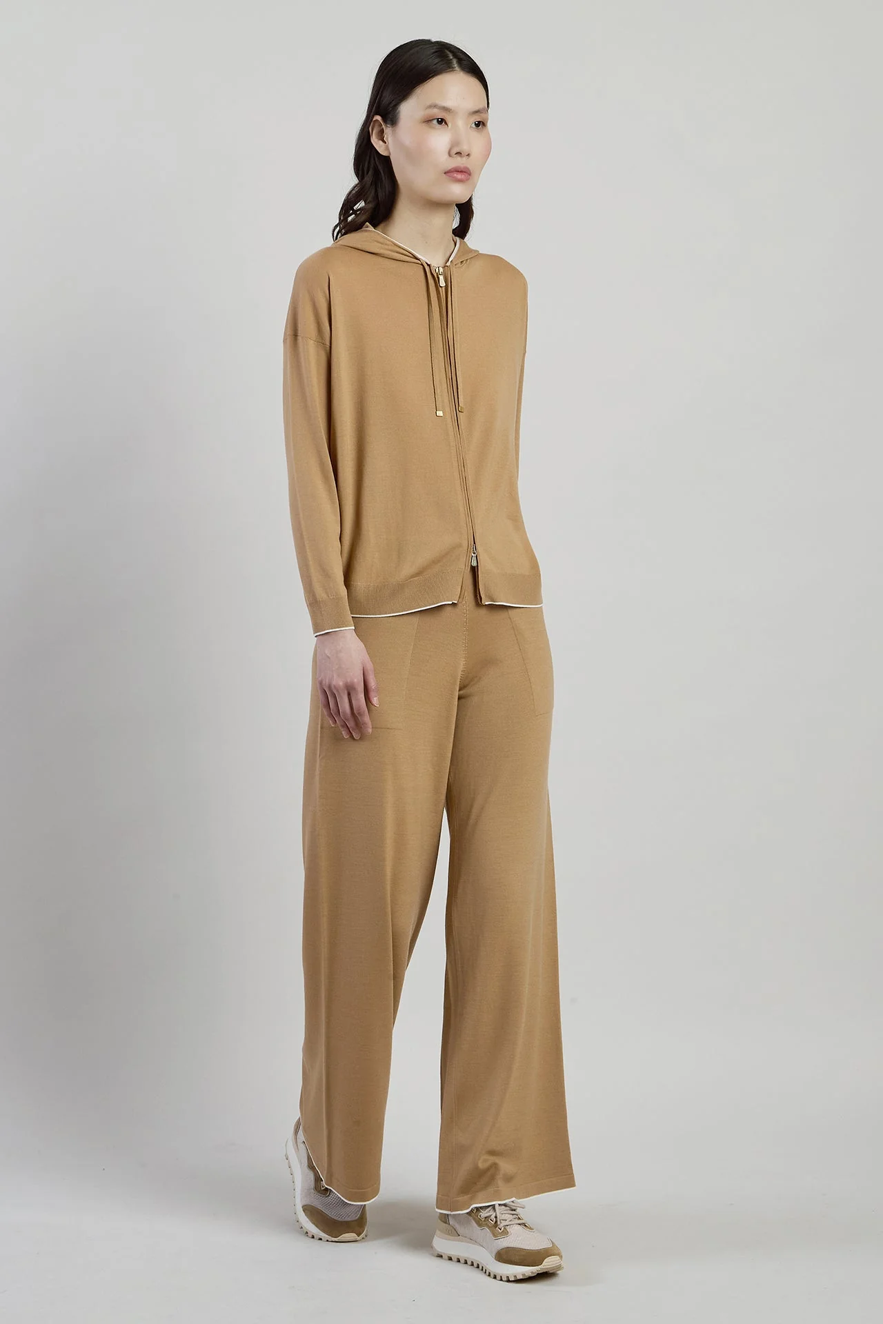 Women's 14 Micron Wool Full Zip Hooded Sweater | Eleventy - Image 5