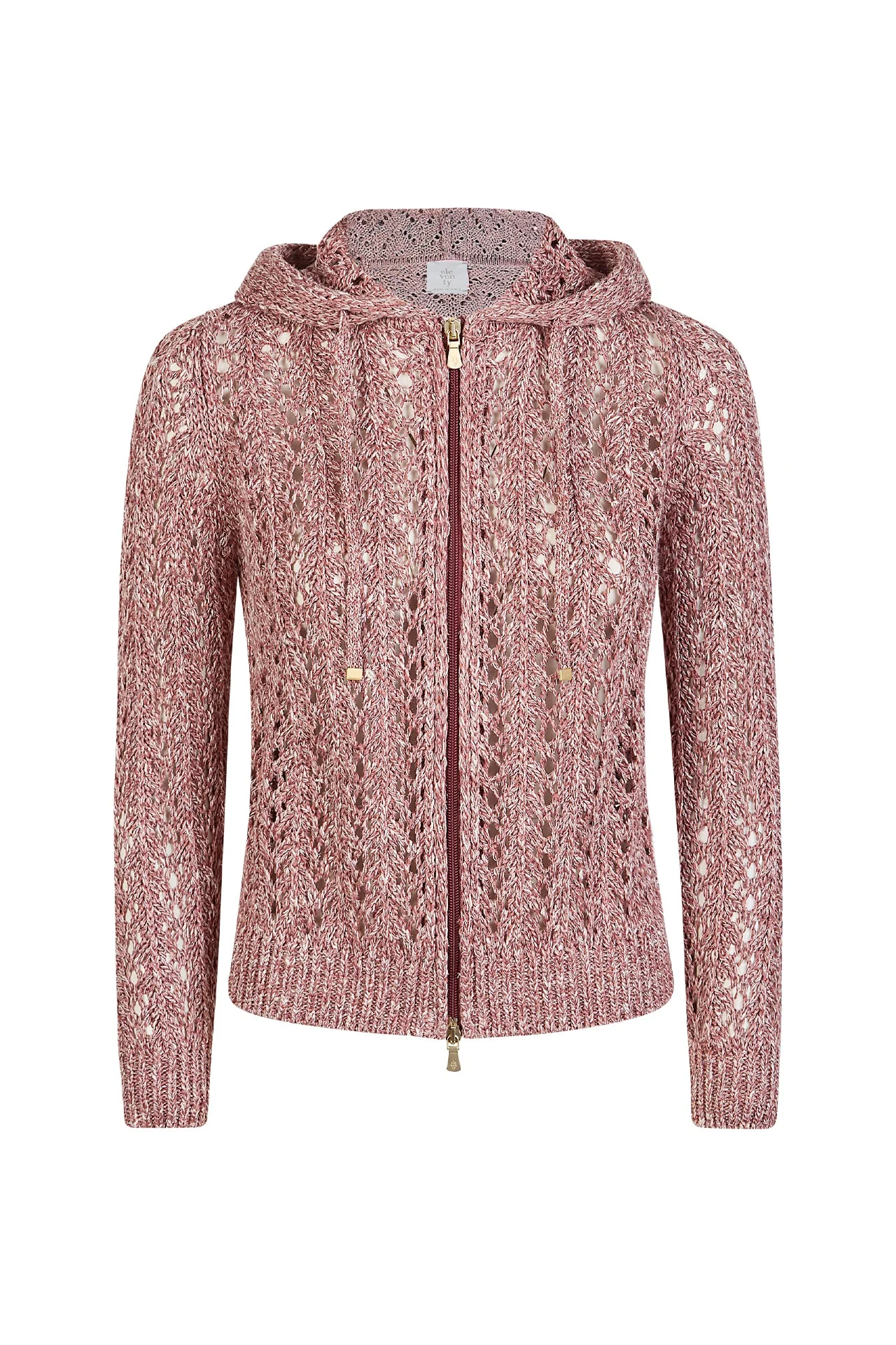 Full Zip Linen Cotton and Silk Hooded Sweater | Eleventy - Image 5