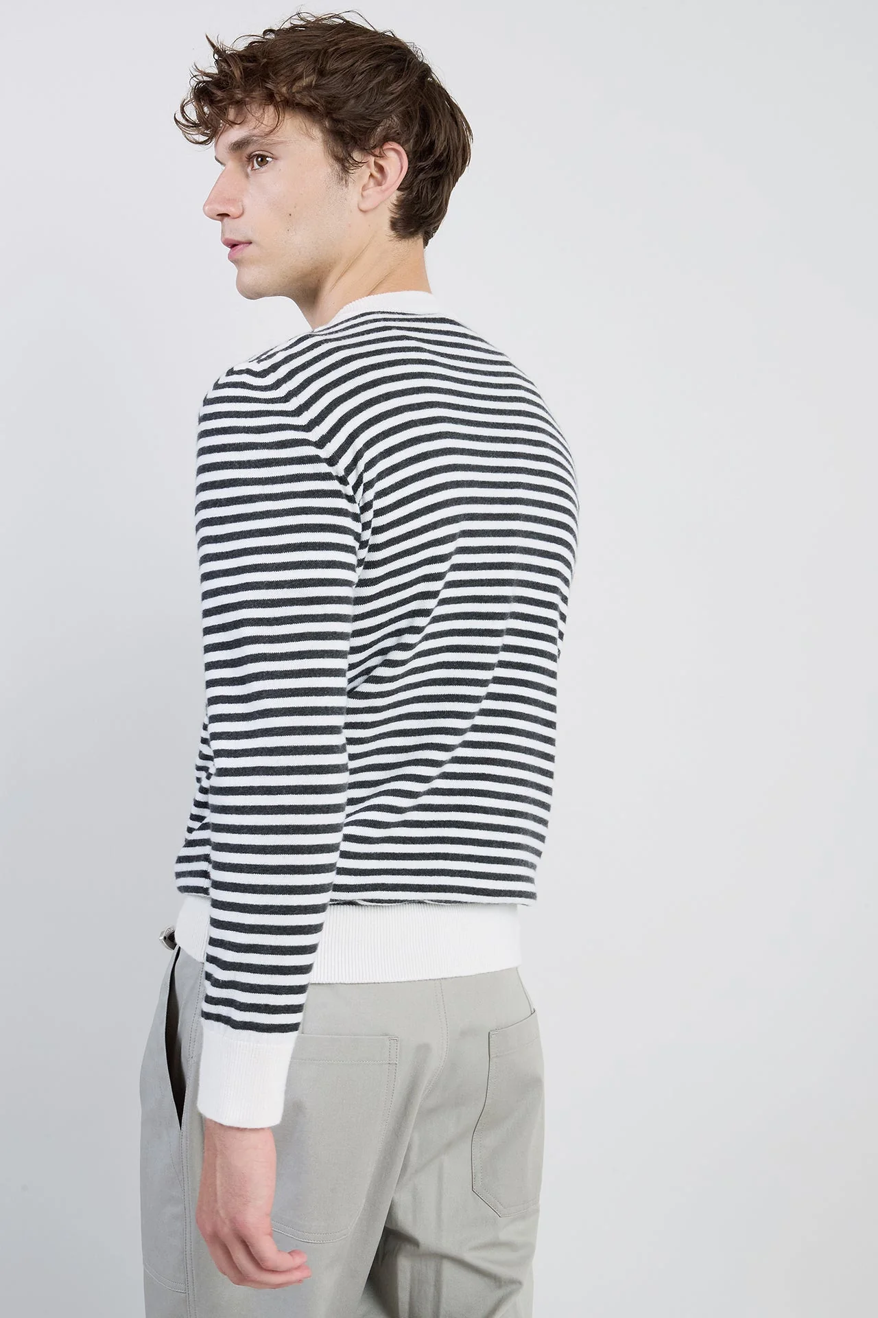 Men's Striped Cashmere Crew Neck Sweater | Eleventy - Image 3