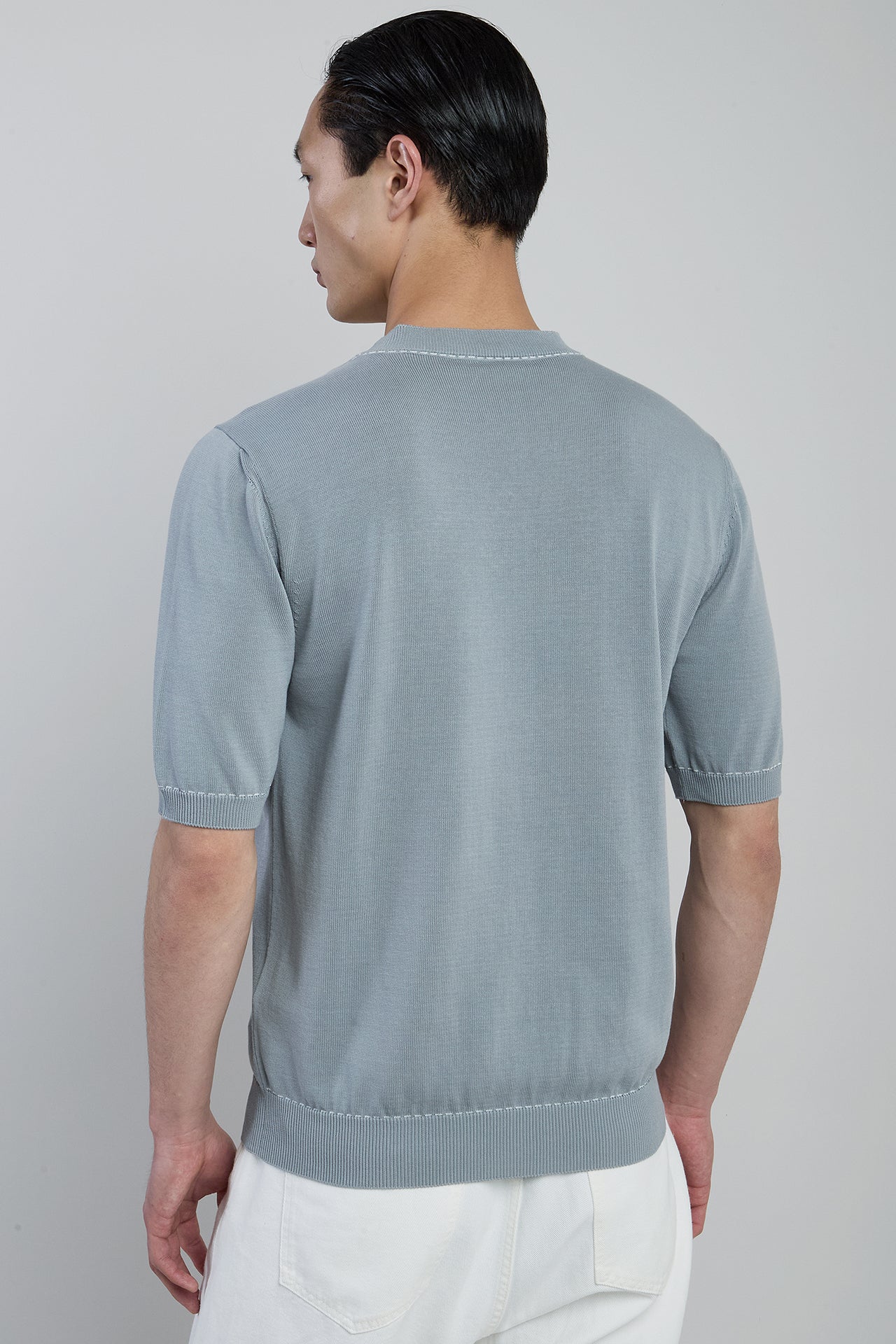 Men's Crew Neck Sweater in Fine Cool Cotton Gauge 12 | Eleventy - Image 3