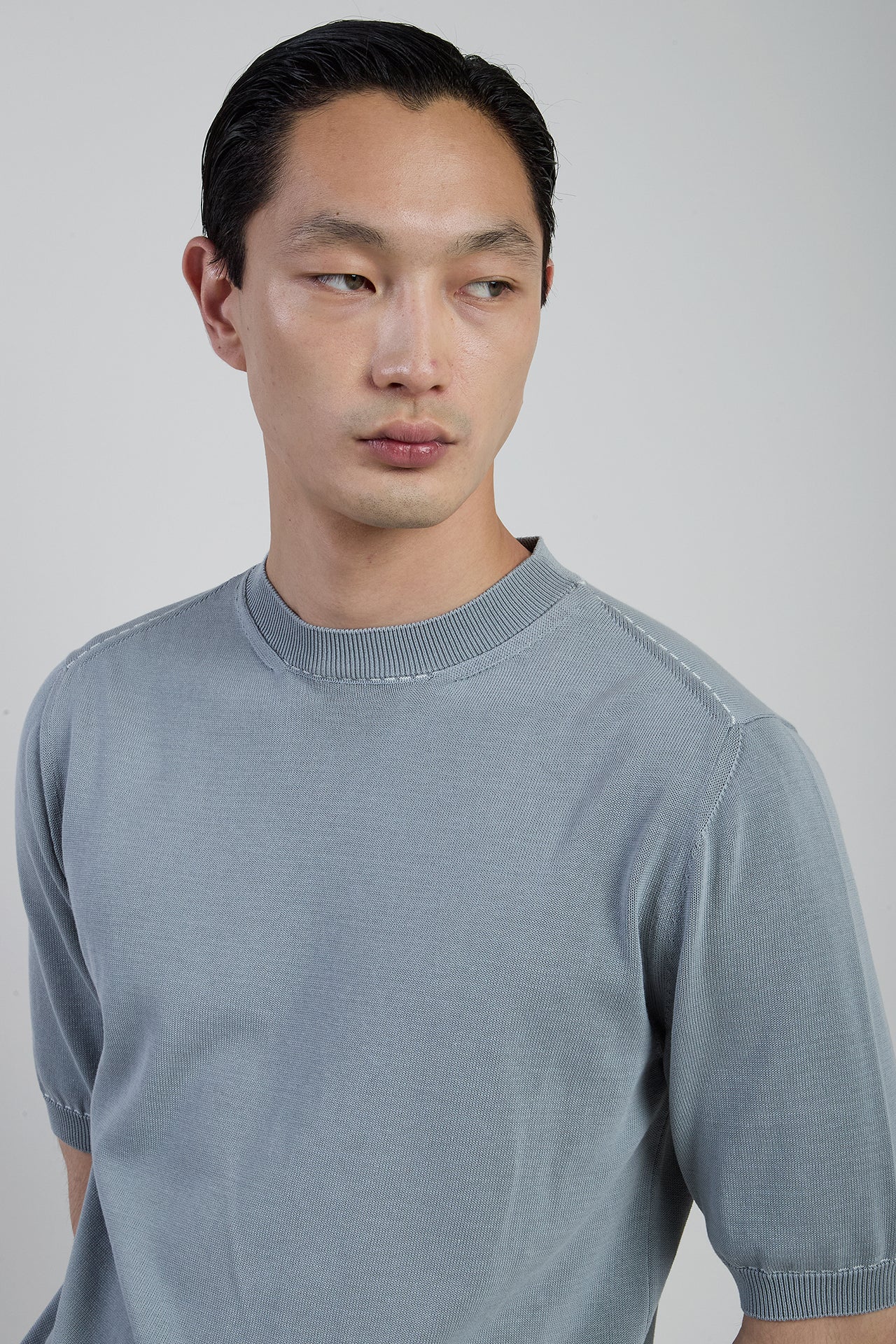Men's Crew Neck Sweater in Fine Cool Cotton Gauge 12 | Eleventy - Image 4