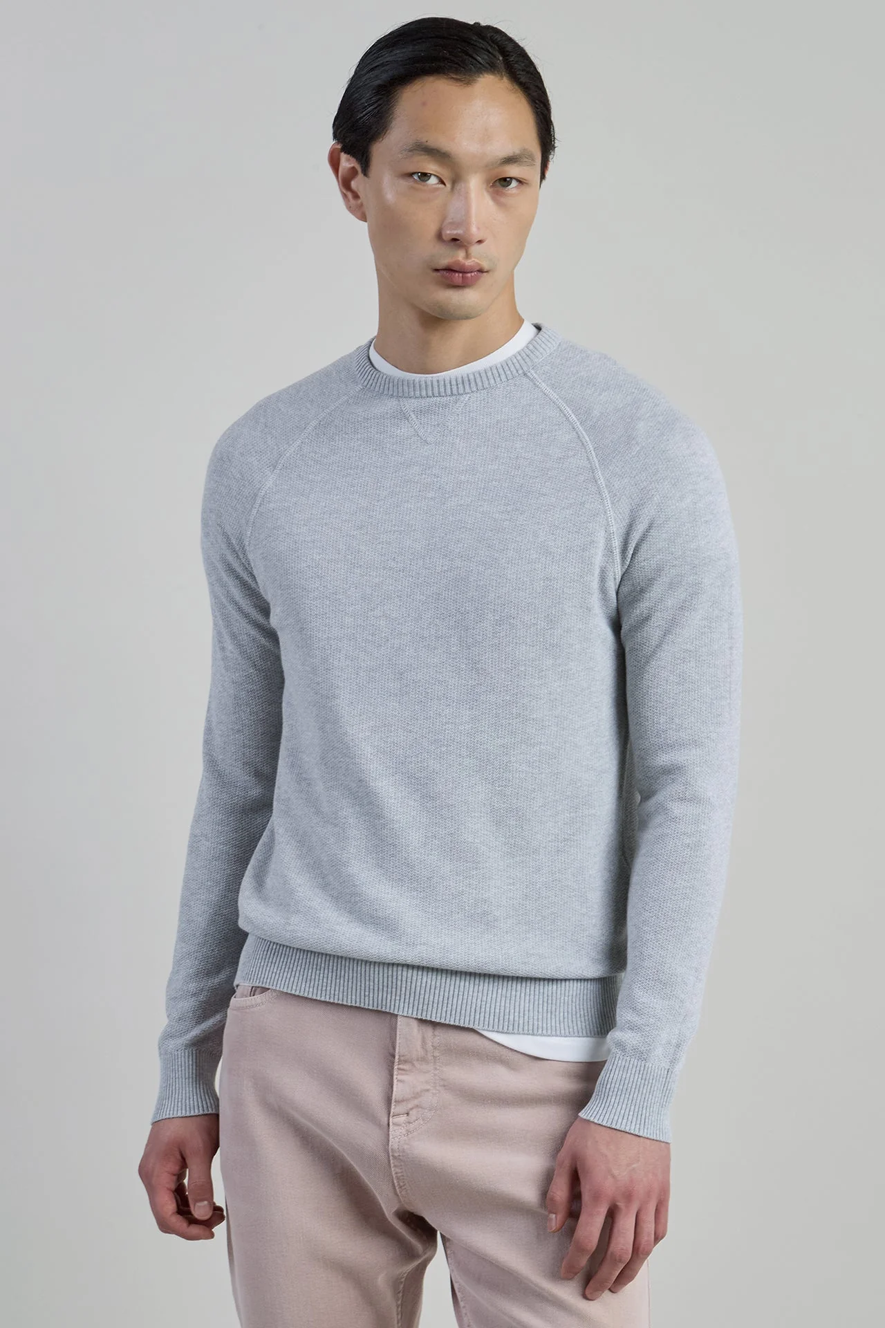 Men's Honeycomb Cotton Crew Neck Sweater Gauge 14 | Eleventy - Image 2
