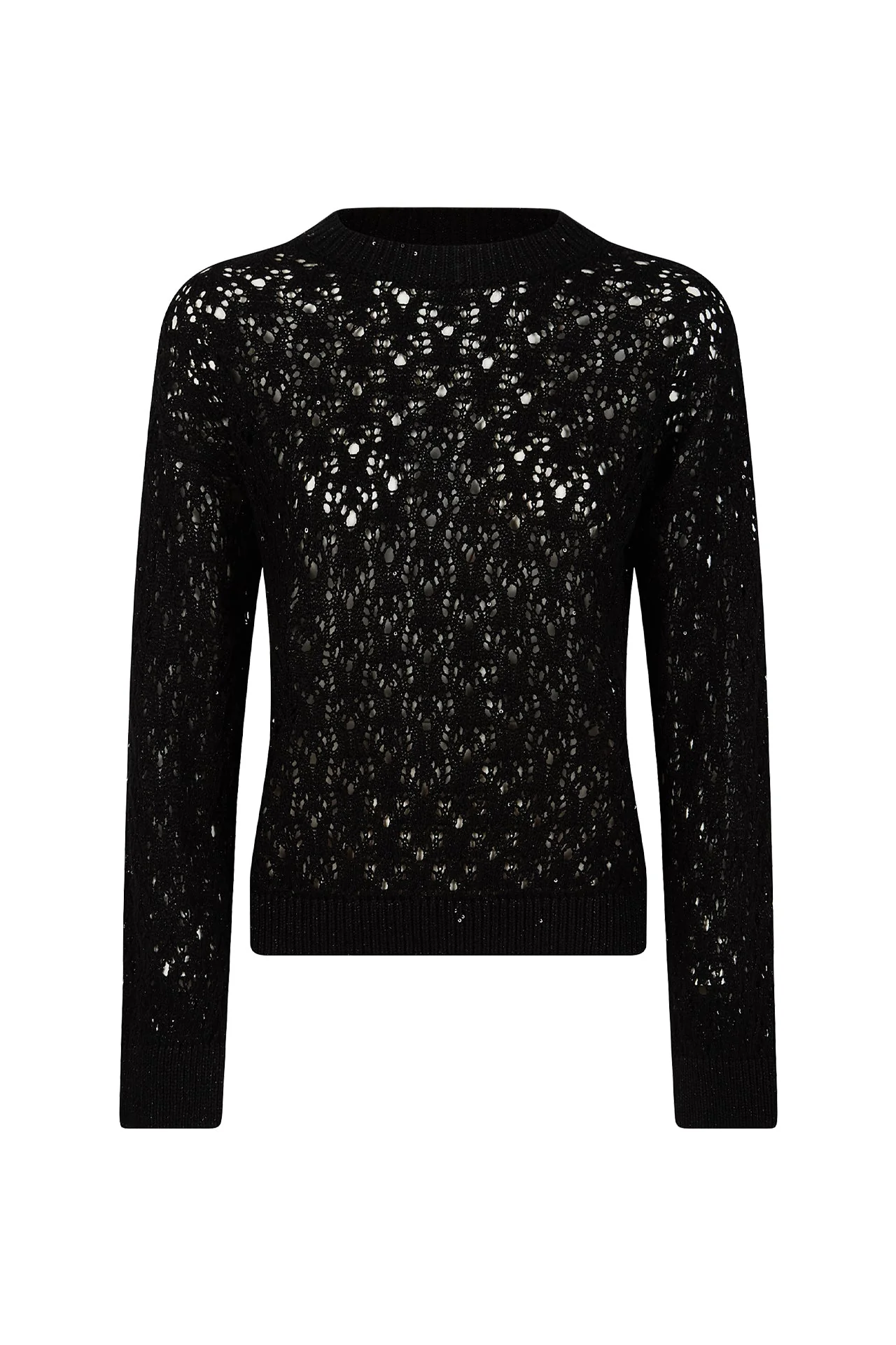 Women's Cotton Linen Crew Neck Sweater with Sequins | Eleventy