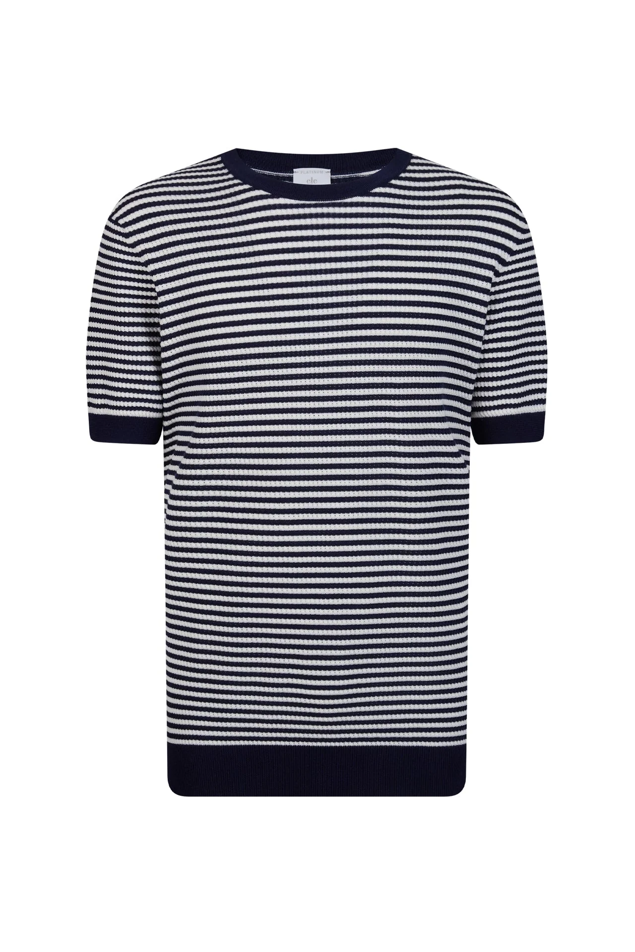 Men's Striped Crew Neck Sweater in Cool Cotton | Eleventy