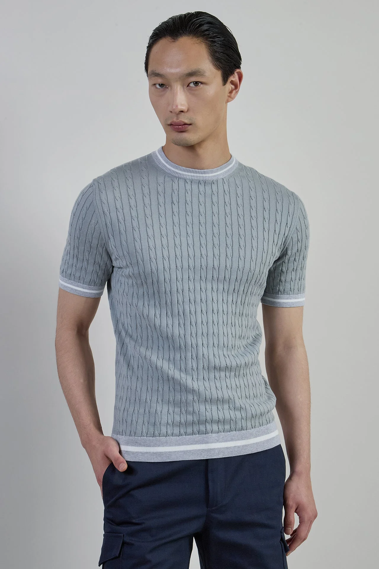 Sea Island Cotton Braided Crew Neck Sweater | Eleventy - Image 3