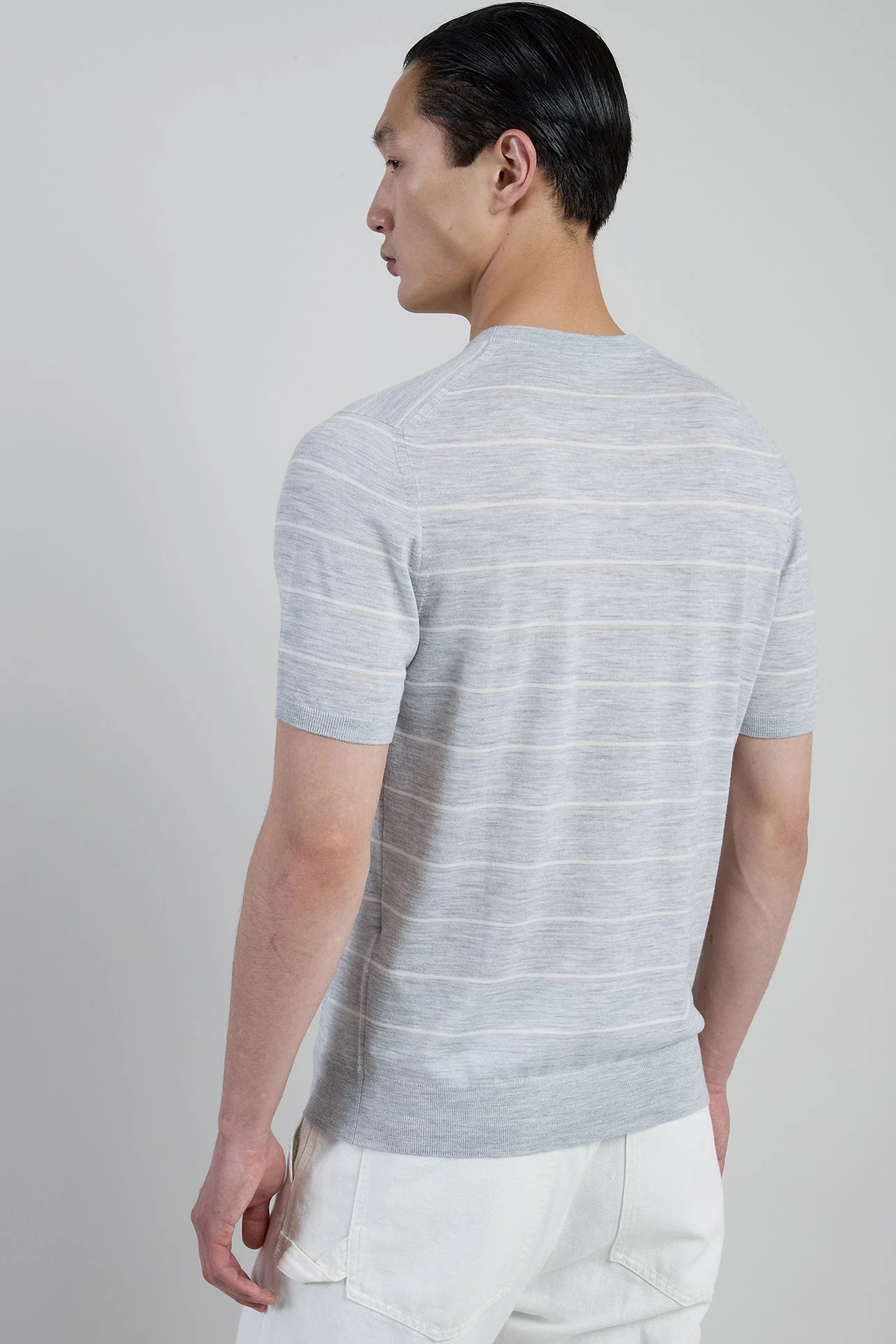 Men's 14 Micron Merino Wool Striped Crew Neck Sweater | Eleventy - Image 3