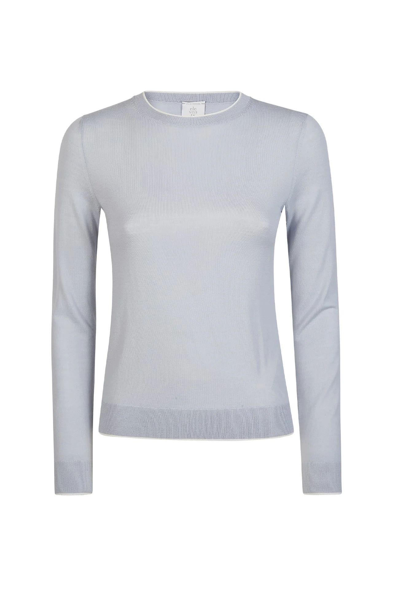 Women's 14-Micron Wool Crew Neck Sweater with Tipping | Eleventy