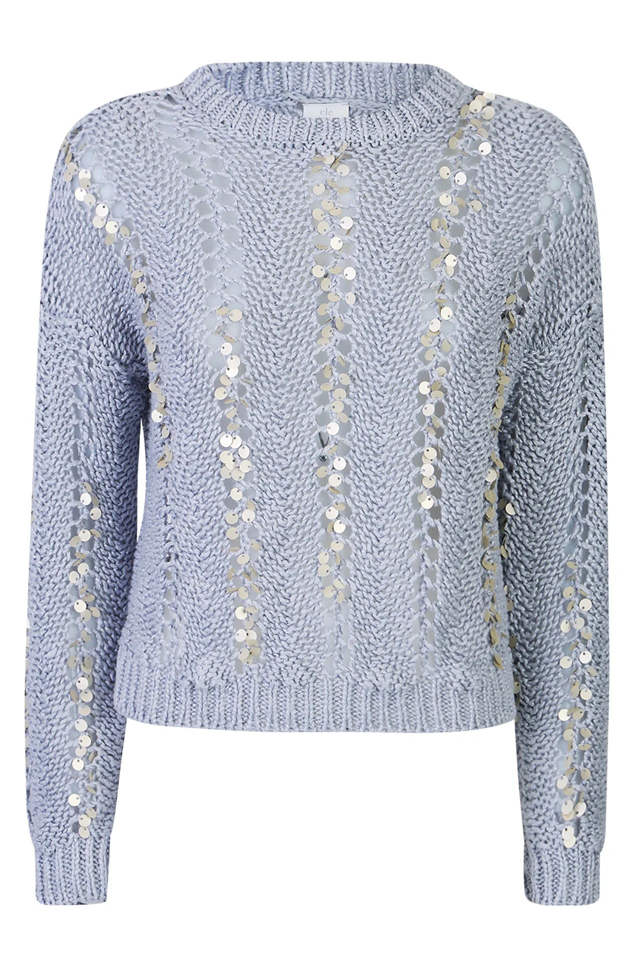 Women's Crew Neck Linen Sweater with Sequins | Eleventy - Image 5