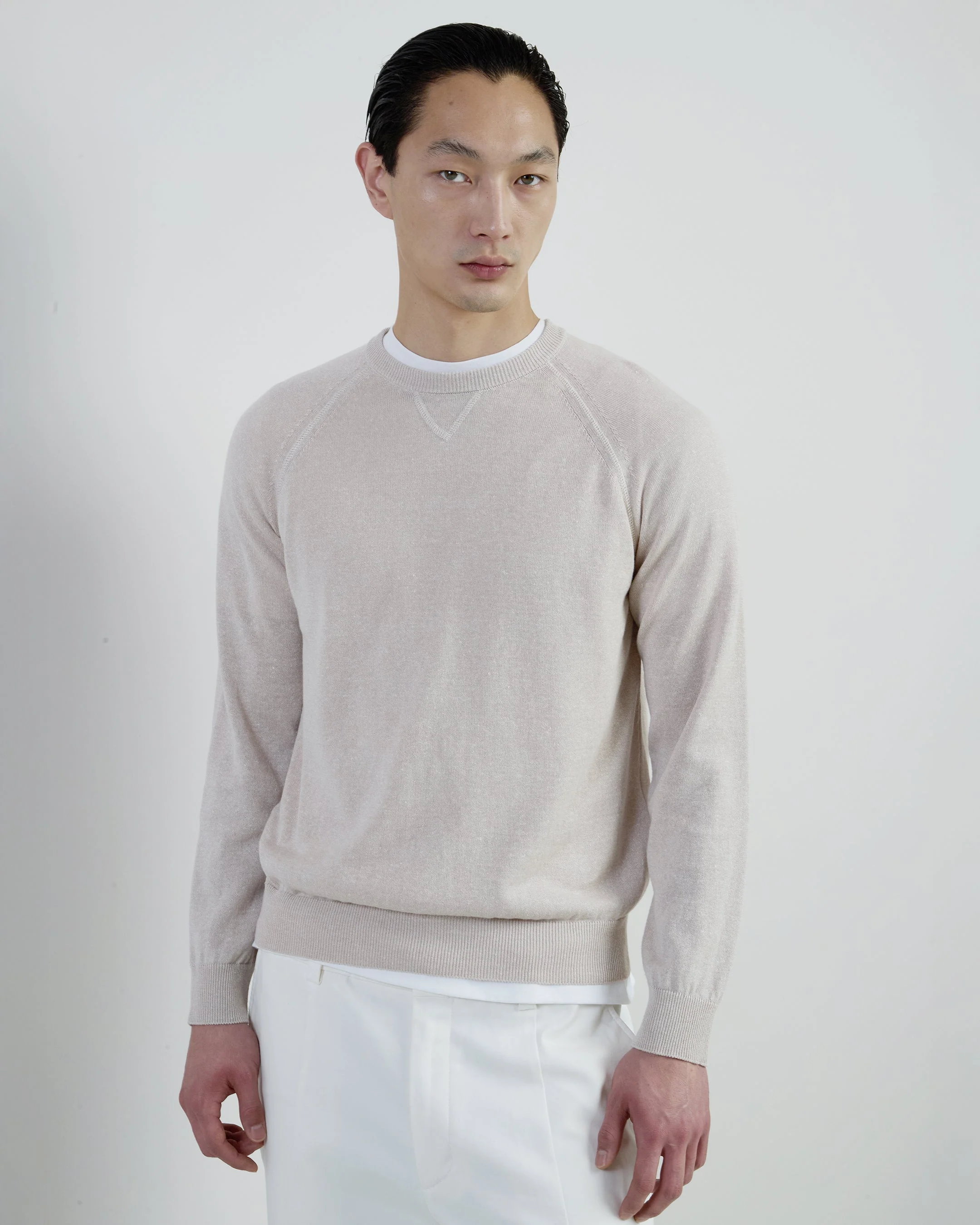 Men's Crew Neck Linen and Cotton Sweater | Eleventy - Image 2