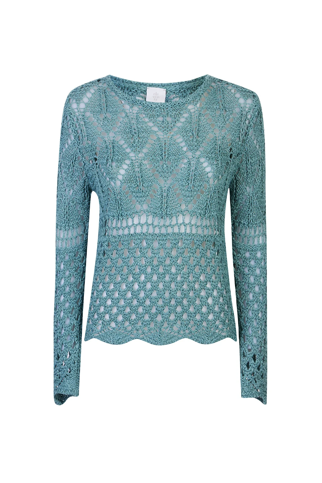 Women's Crew Neck Linen and Silk Micro-Bouclé Sweater | Eleventy - Image 5