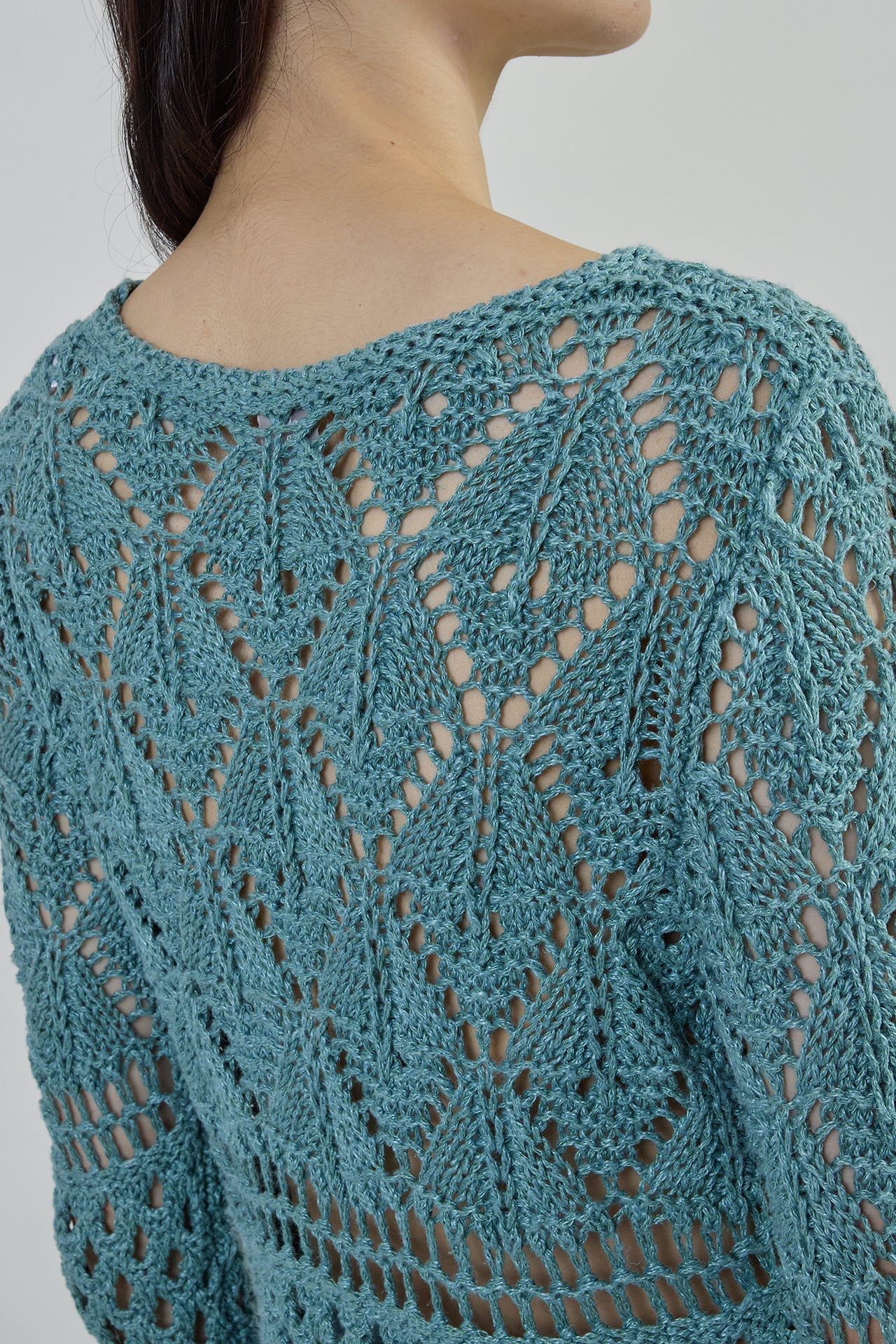 Women's Crew Neck Linen and Silk Micro-Bouclé Sweater | Eleventy - Image 8