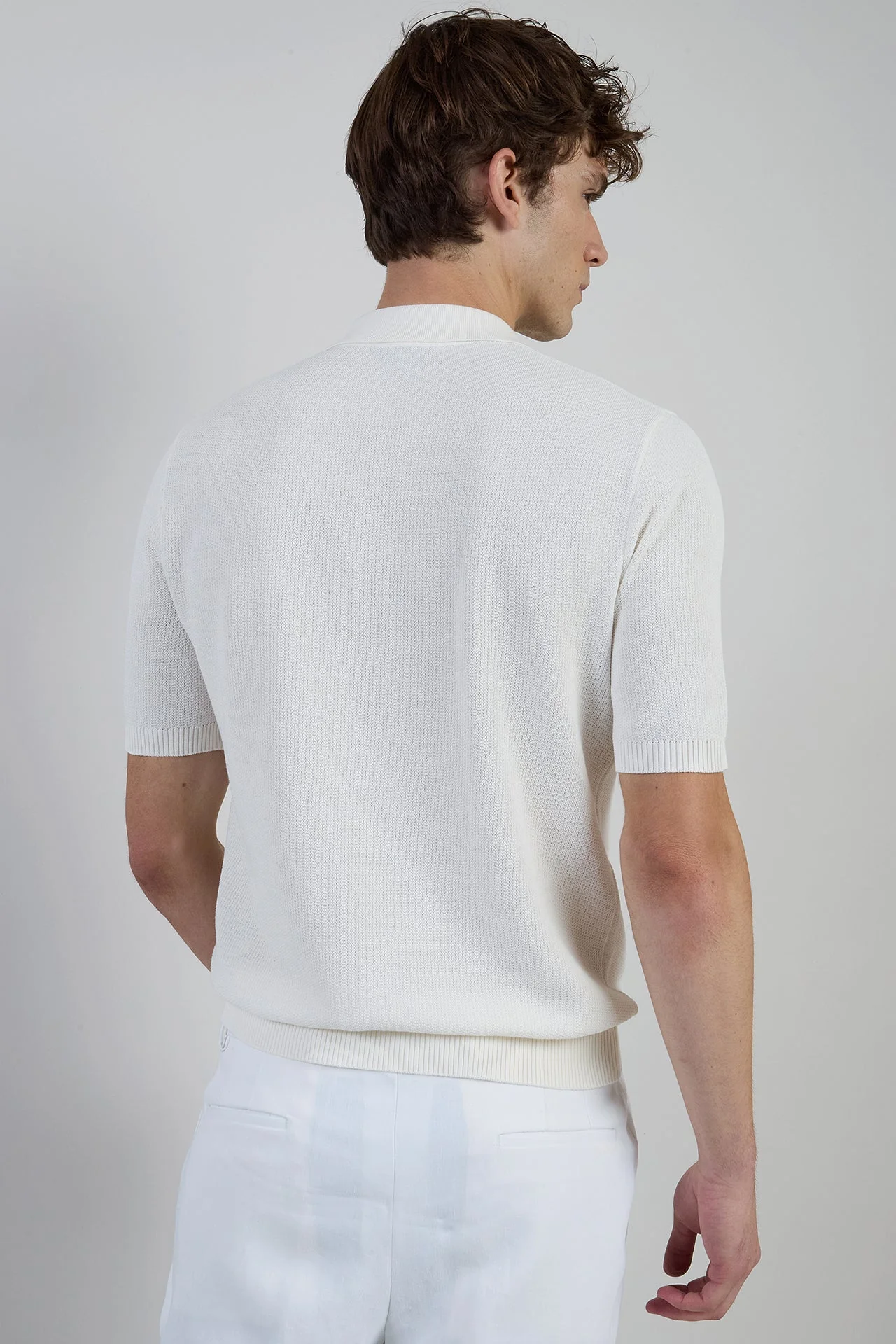 Men's Cotton Honeycomb Half-Zip Polo Sweater | Eleventy - Image 3